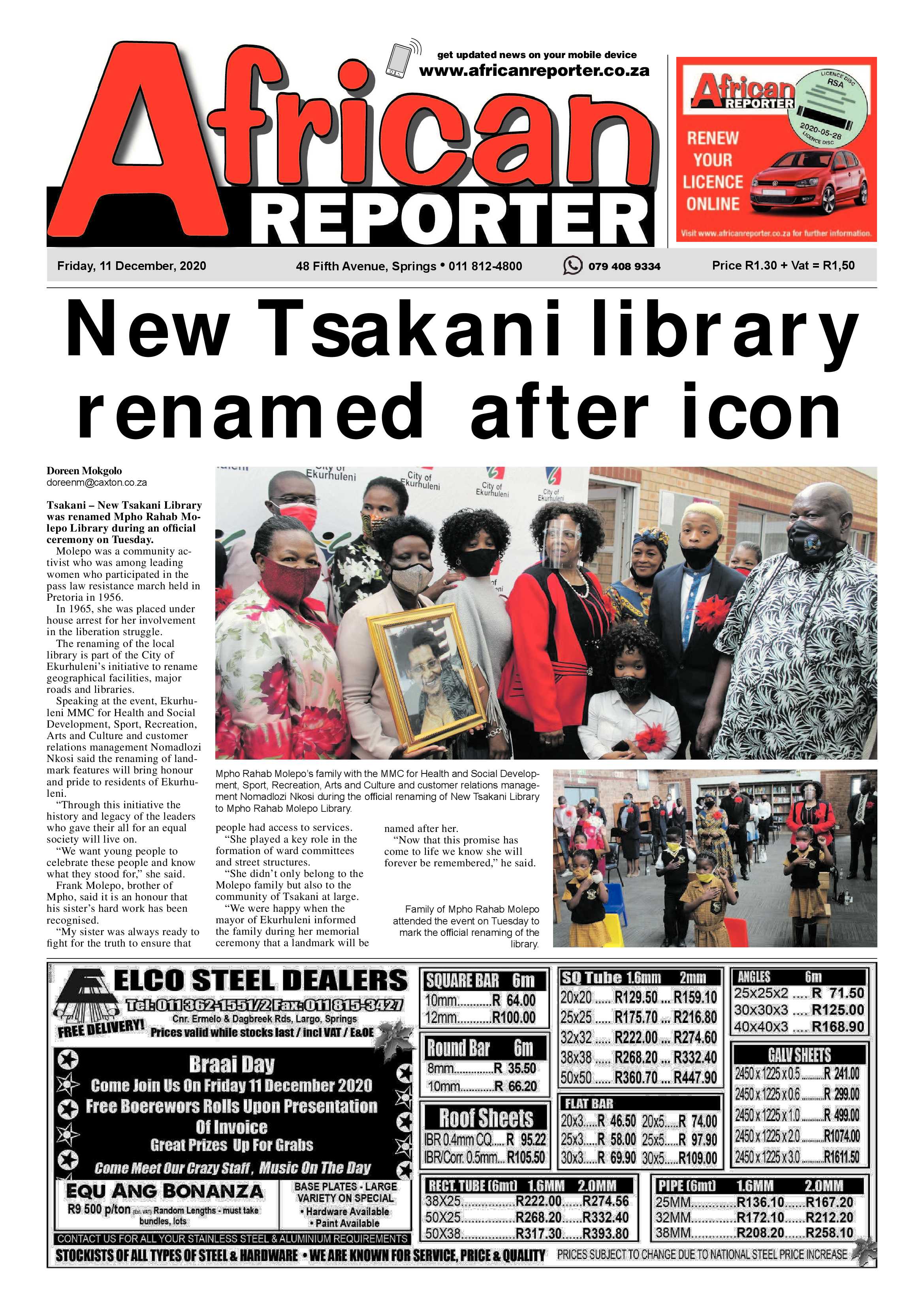 African Reporter 11 December 2020 page 1