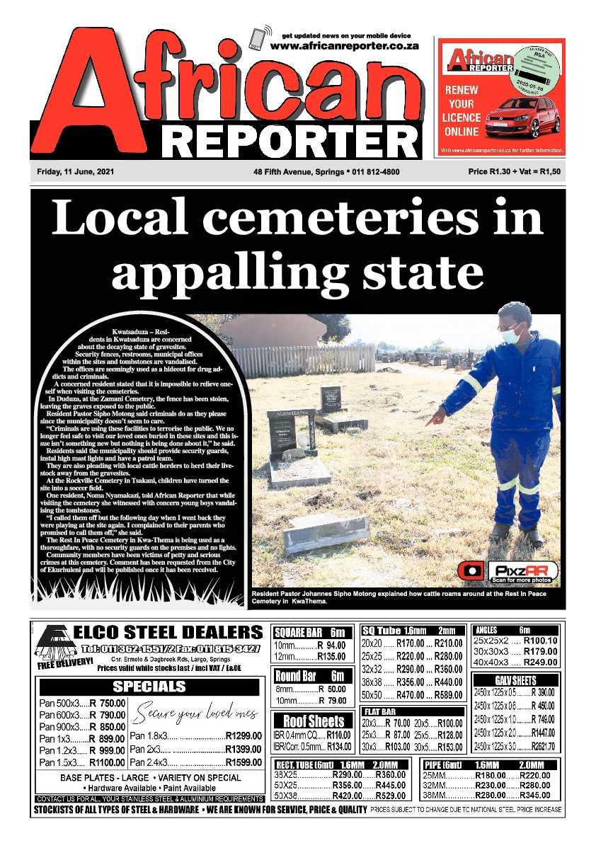 African Reporter 11 June 2021 page 1