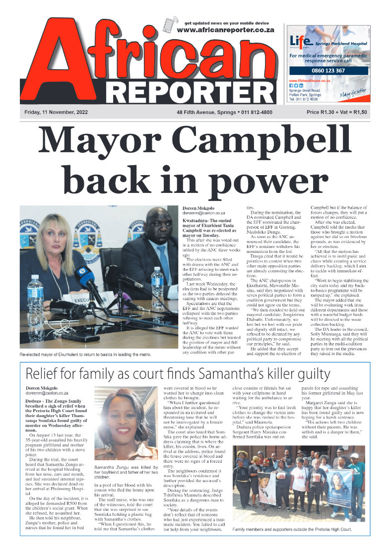 African Reporter 11 Nov 2022 page 1