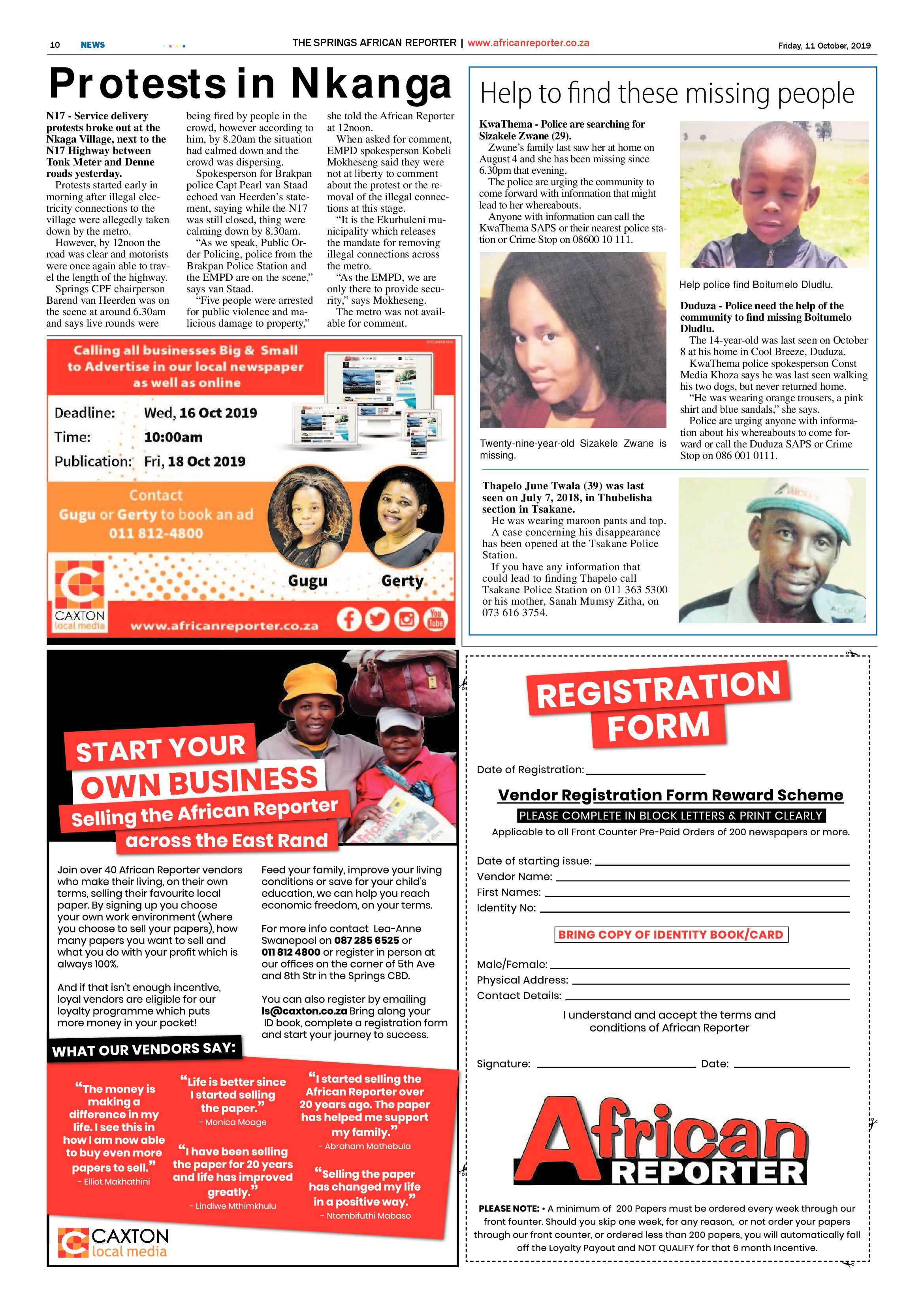 African Reporter 11 October 2019 page 10