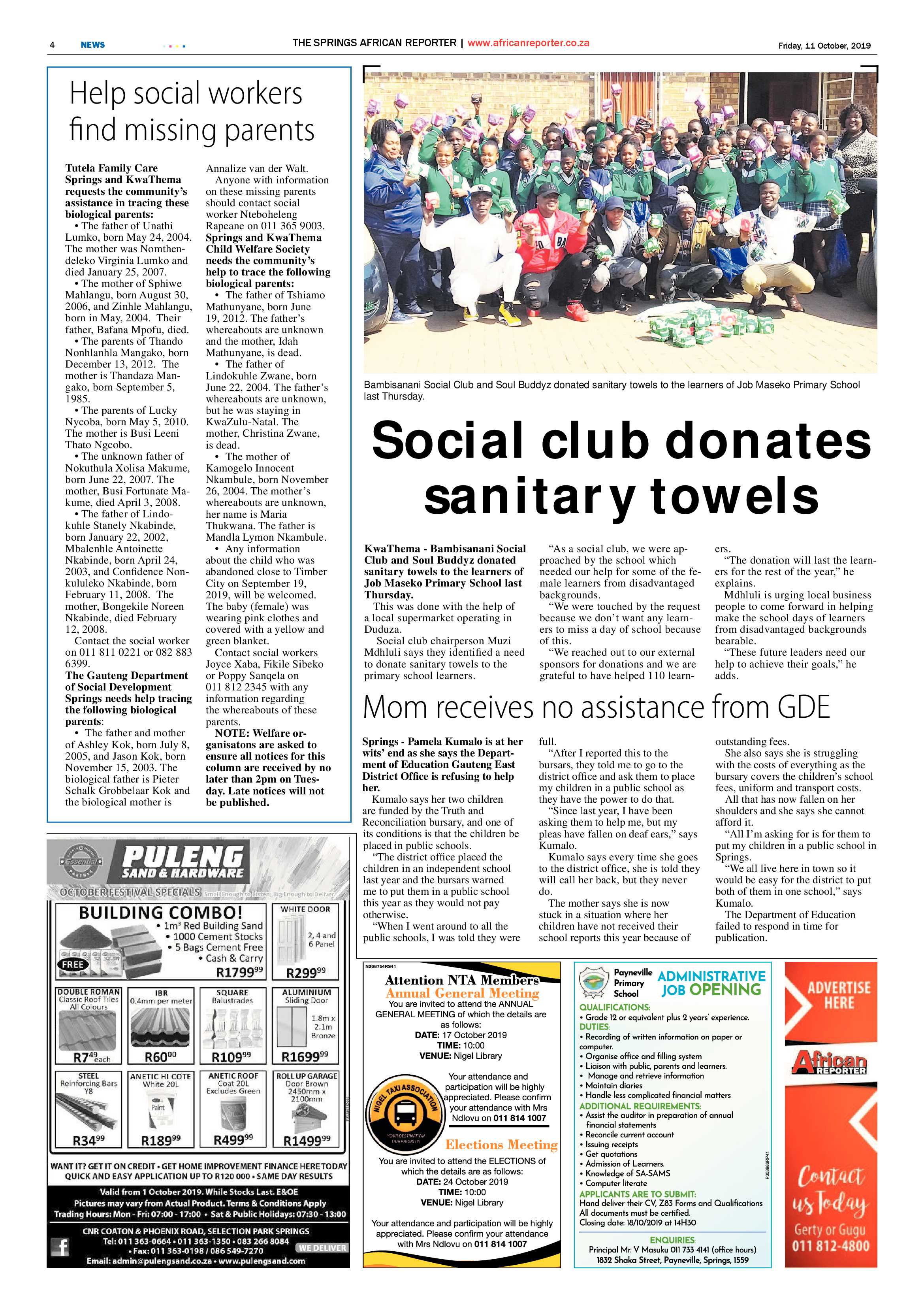 African Reporter 11 October 2019 page 4