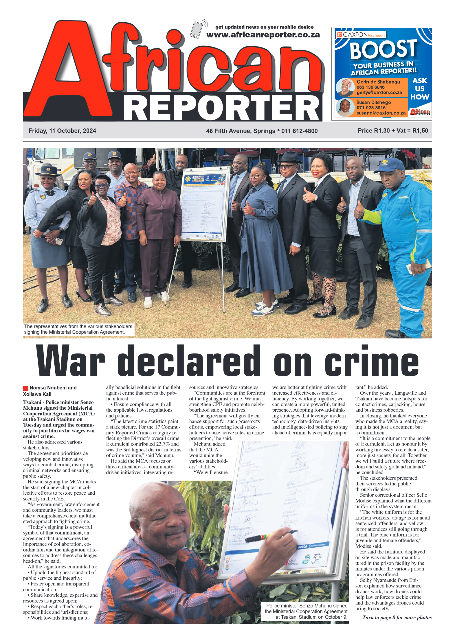 African Reporter 11 October 2024 page 1