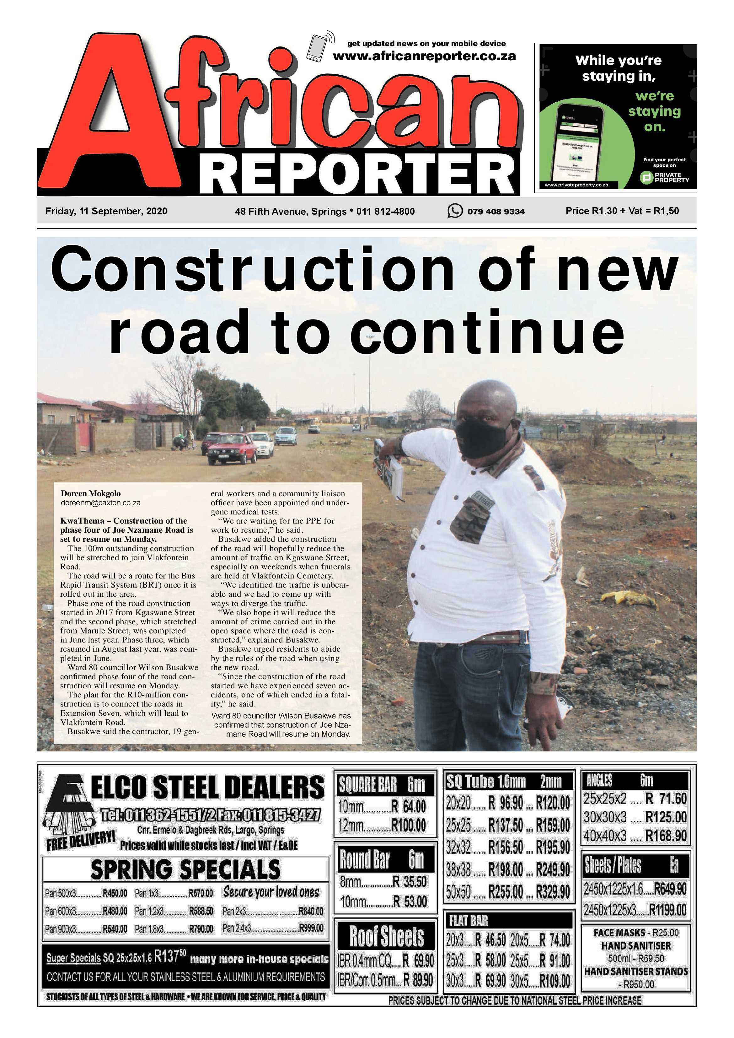 African Reporter 11 September 2020 page 1
