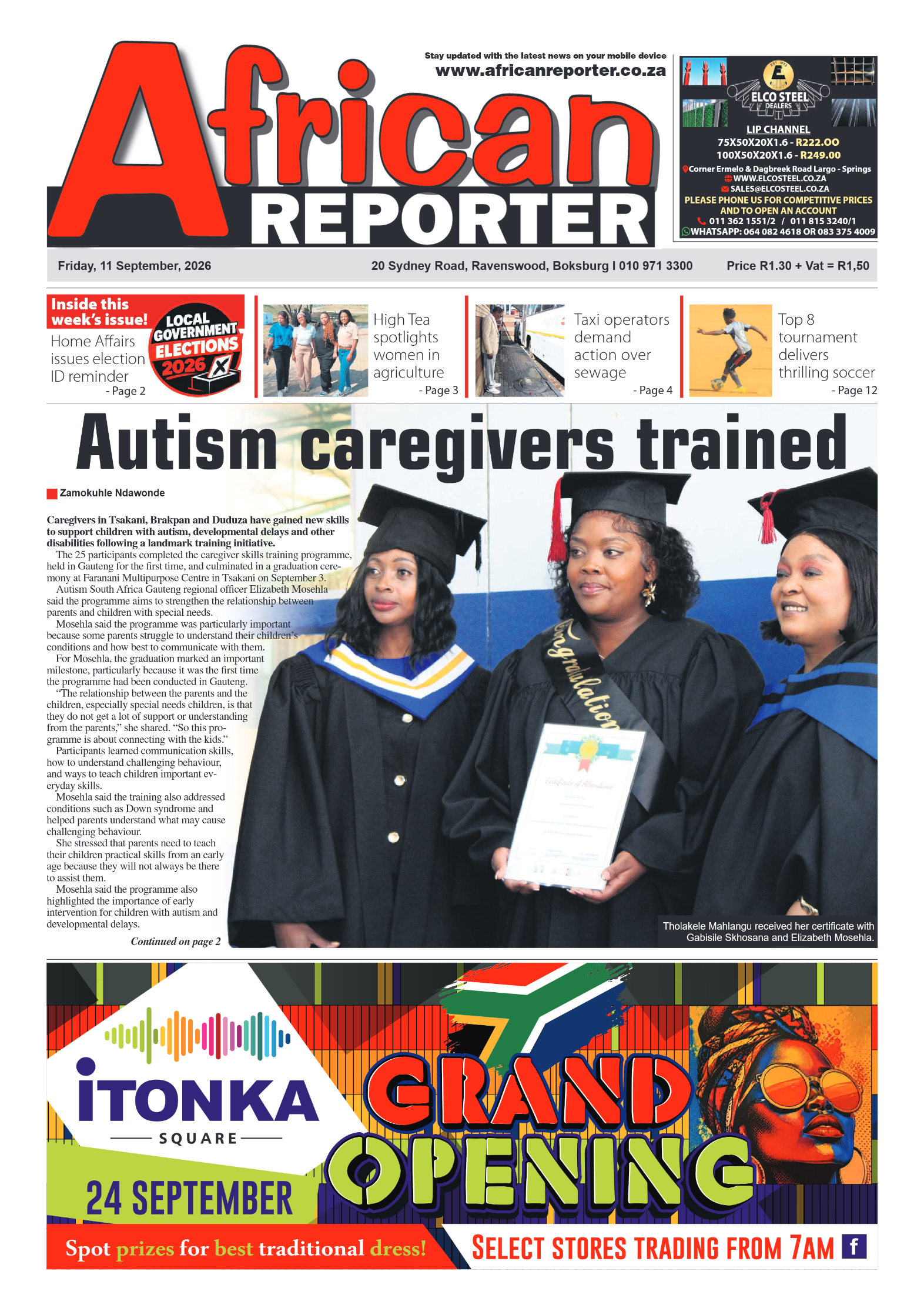 African Reporter 11 September 2026 page 1