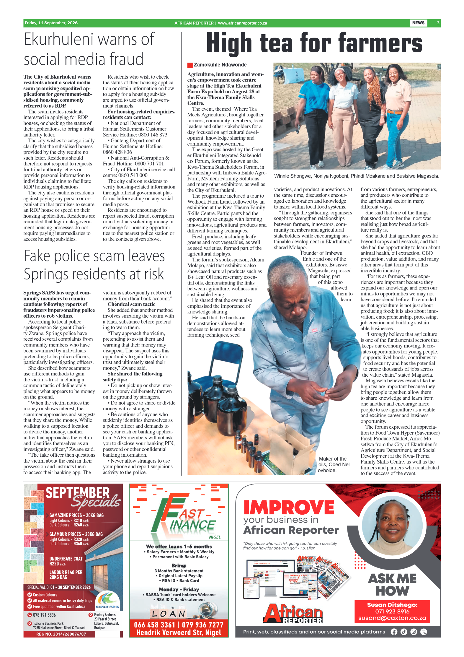 African Reporter 11 September 2026 page 3