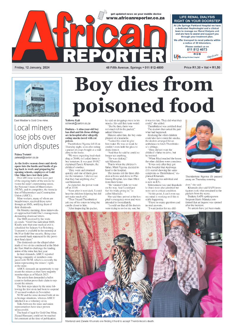 African Reporter 12 January 2024 page 1