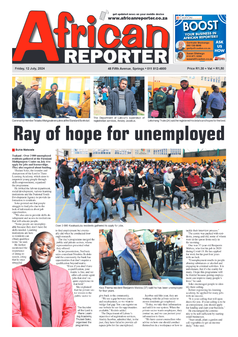 African Reporter 12 July 2024 page 1