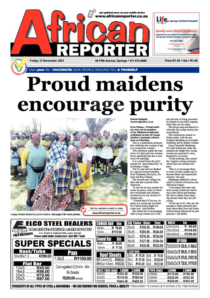 African Reporter 12 November 2021 page 1