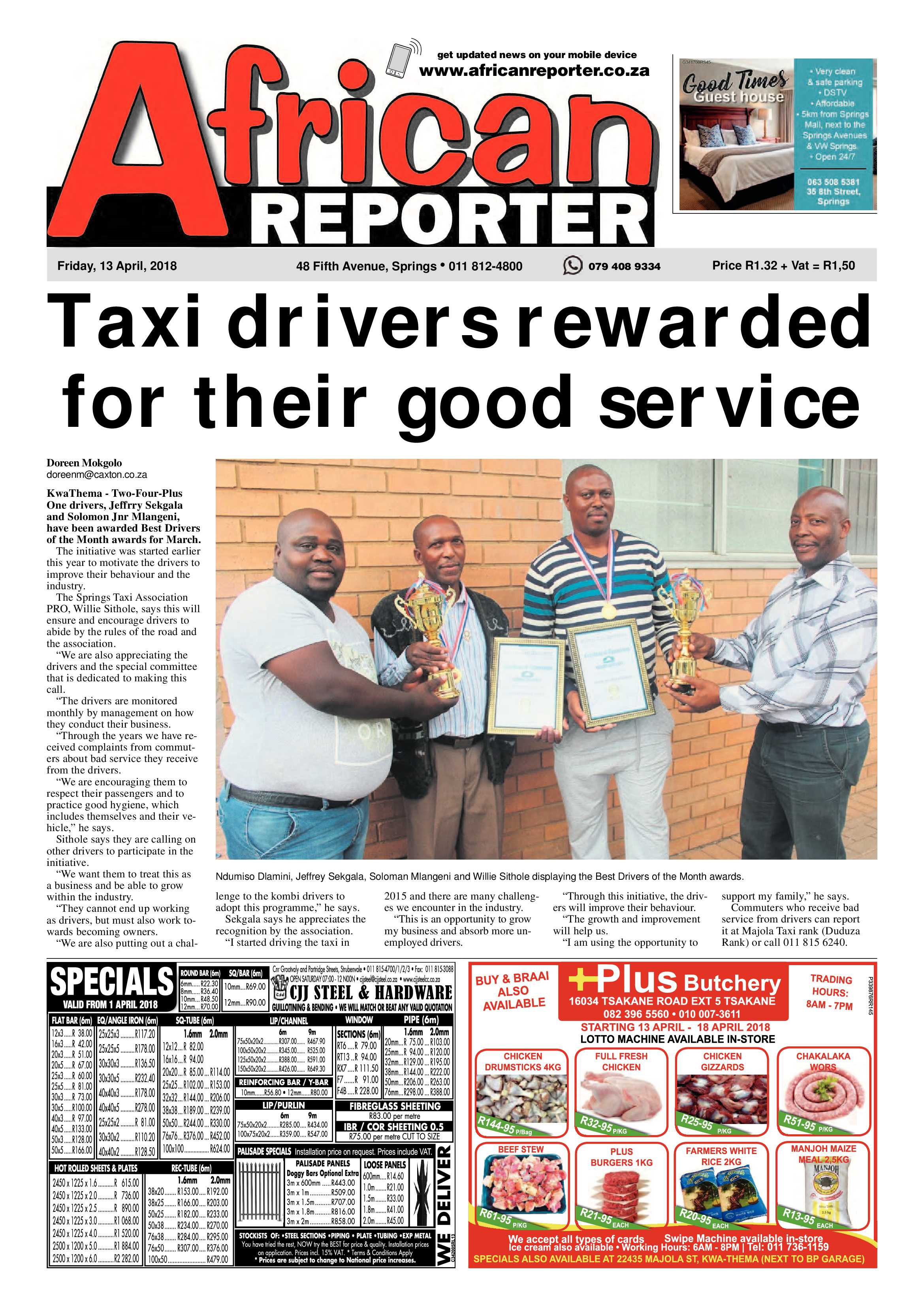 African Reporter 13 April 2018 page 1