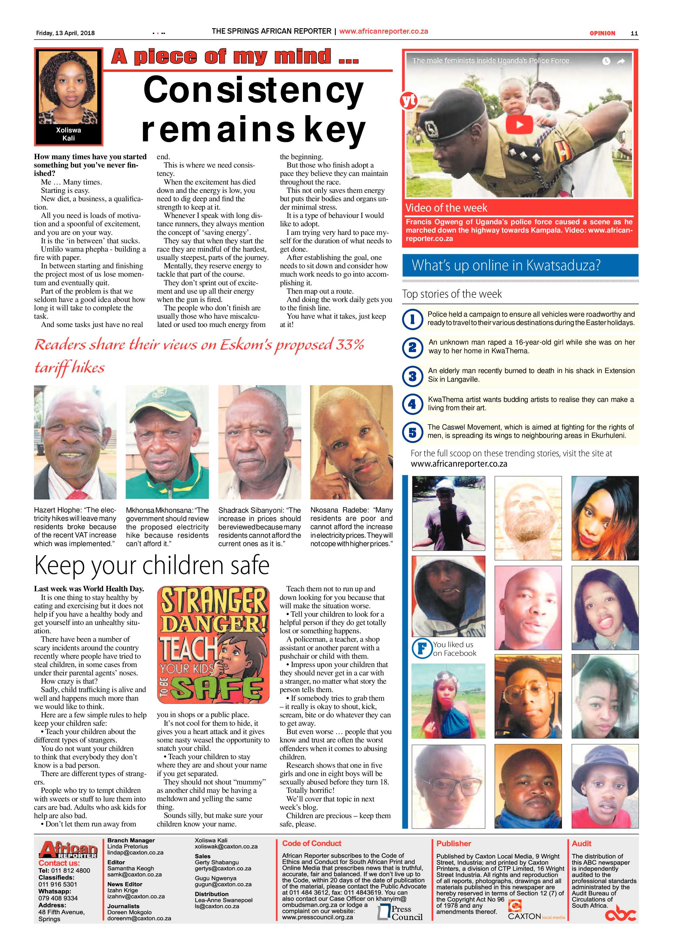African Reporter 13 April 2018 page 11