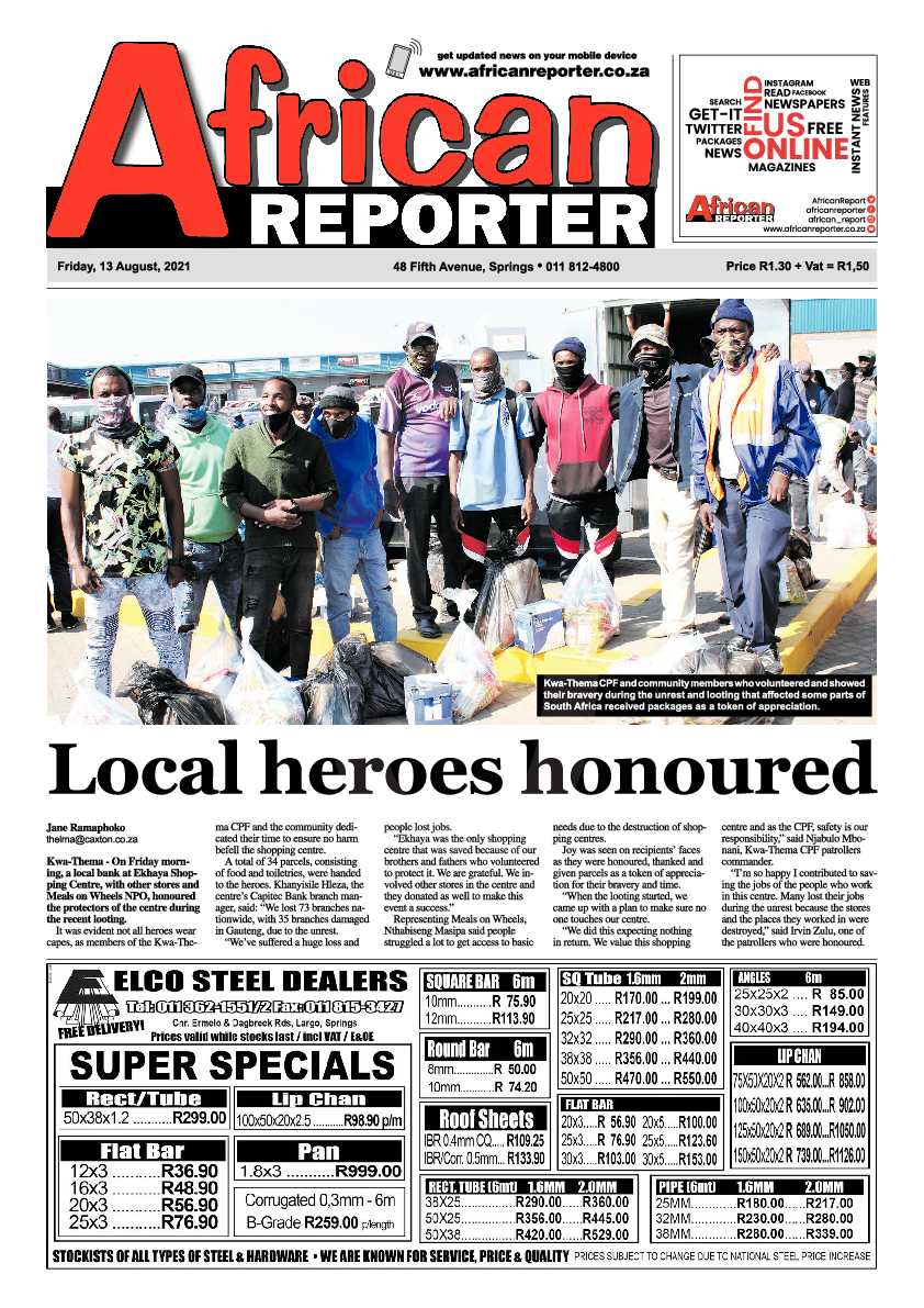 African Reporter 13 August 2021 page 1
