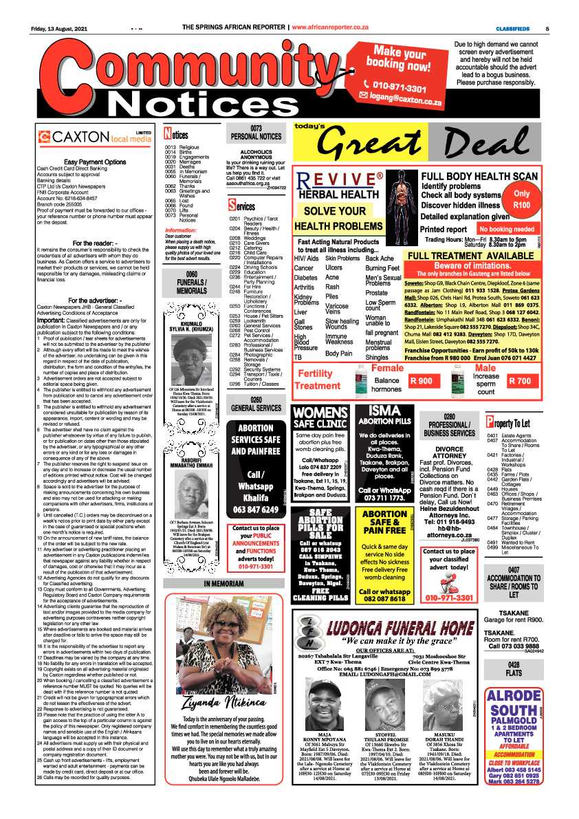 African Reporter 13 August 2021 page 5