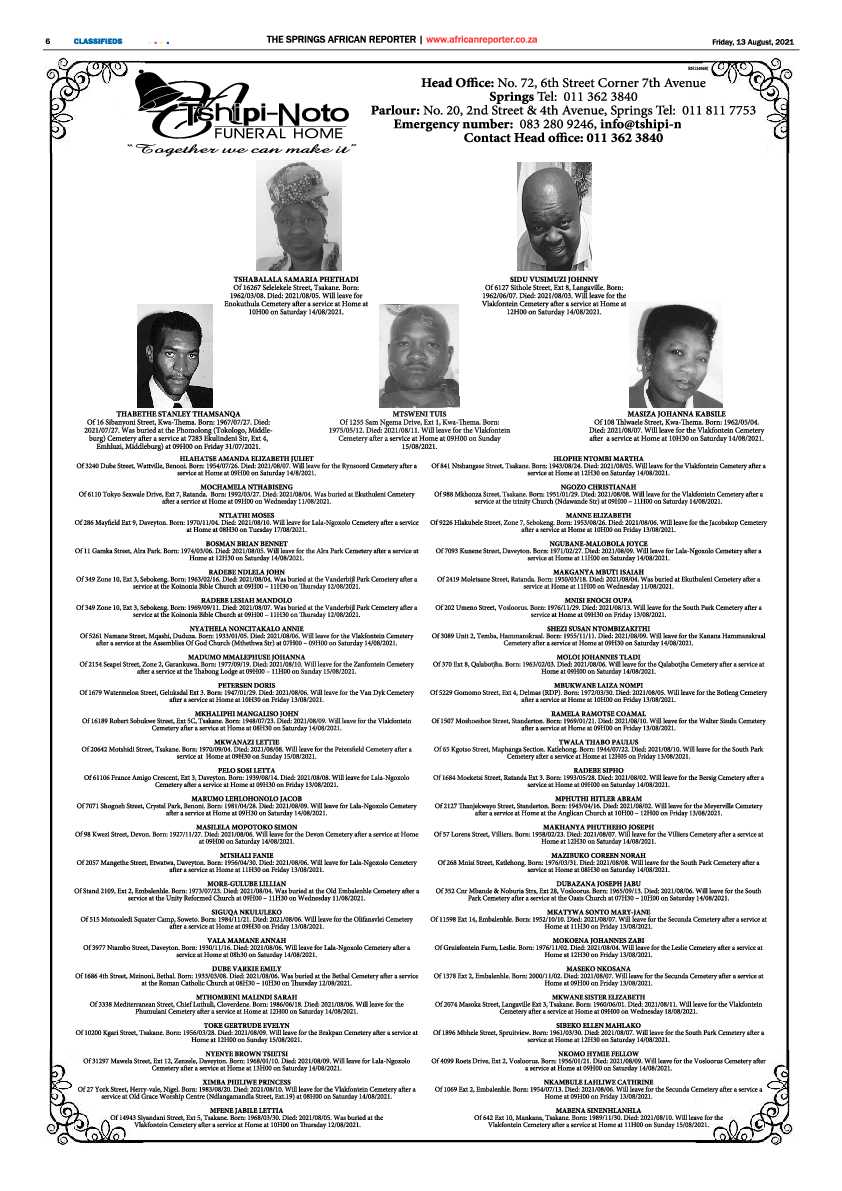 African Reporter 13 August 2021 page 6