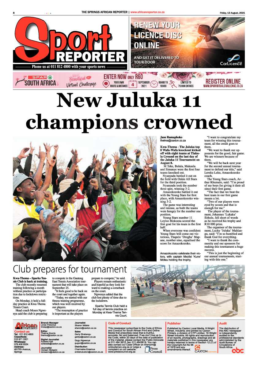 African Reporter 13 August 2021 page 8