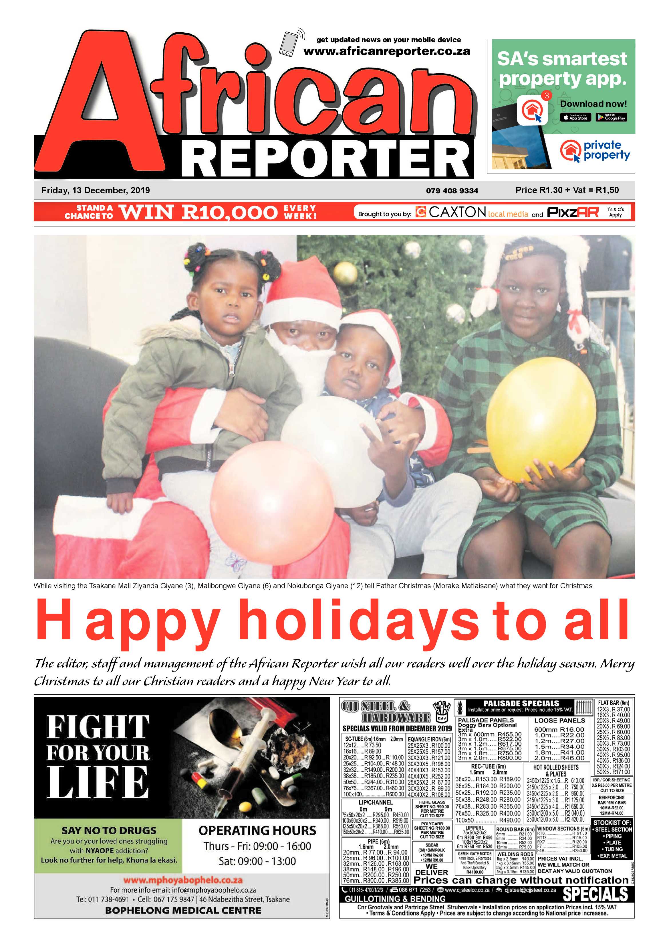 African Reporter 13 December 2019 page 1