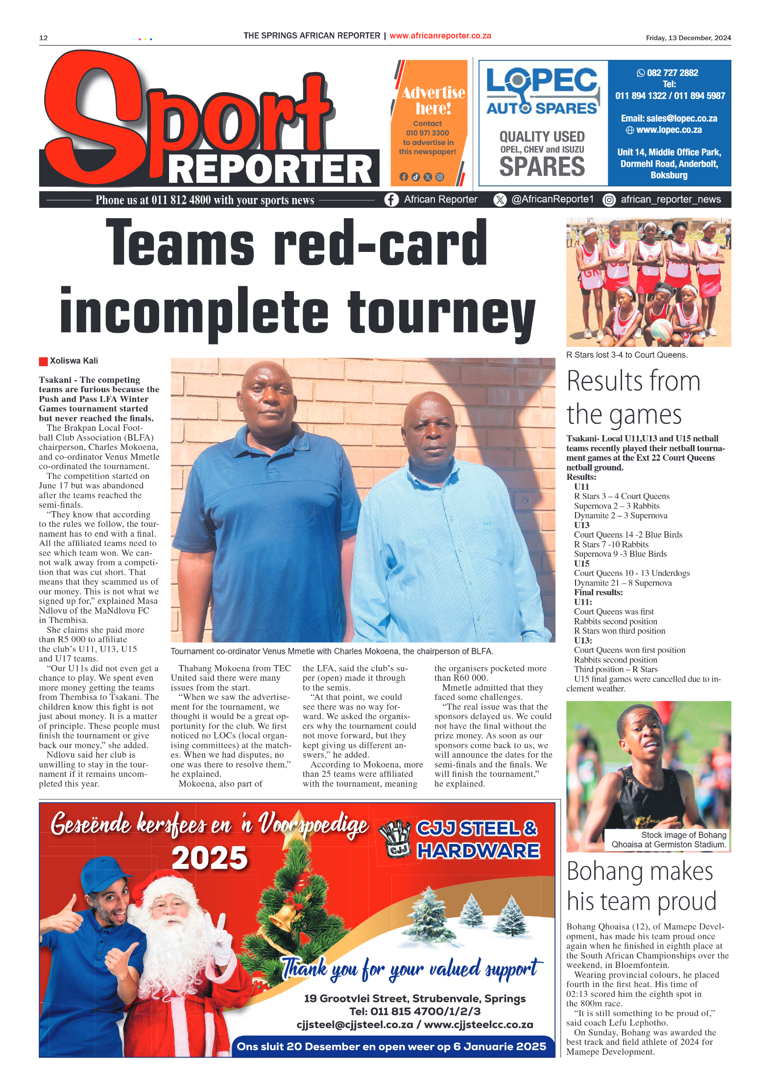 African Reporter 13 December 2024 page 12