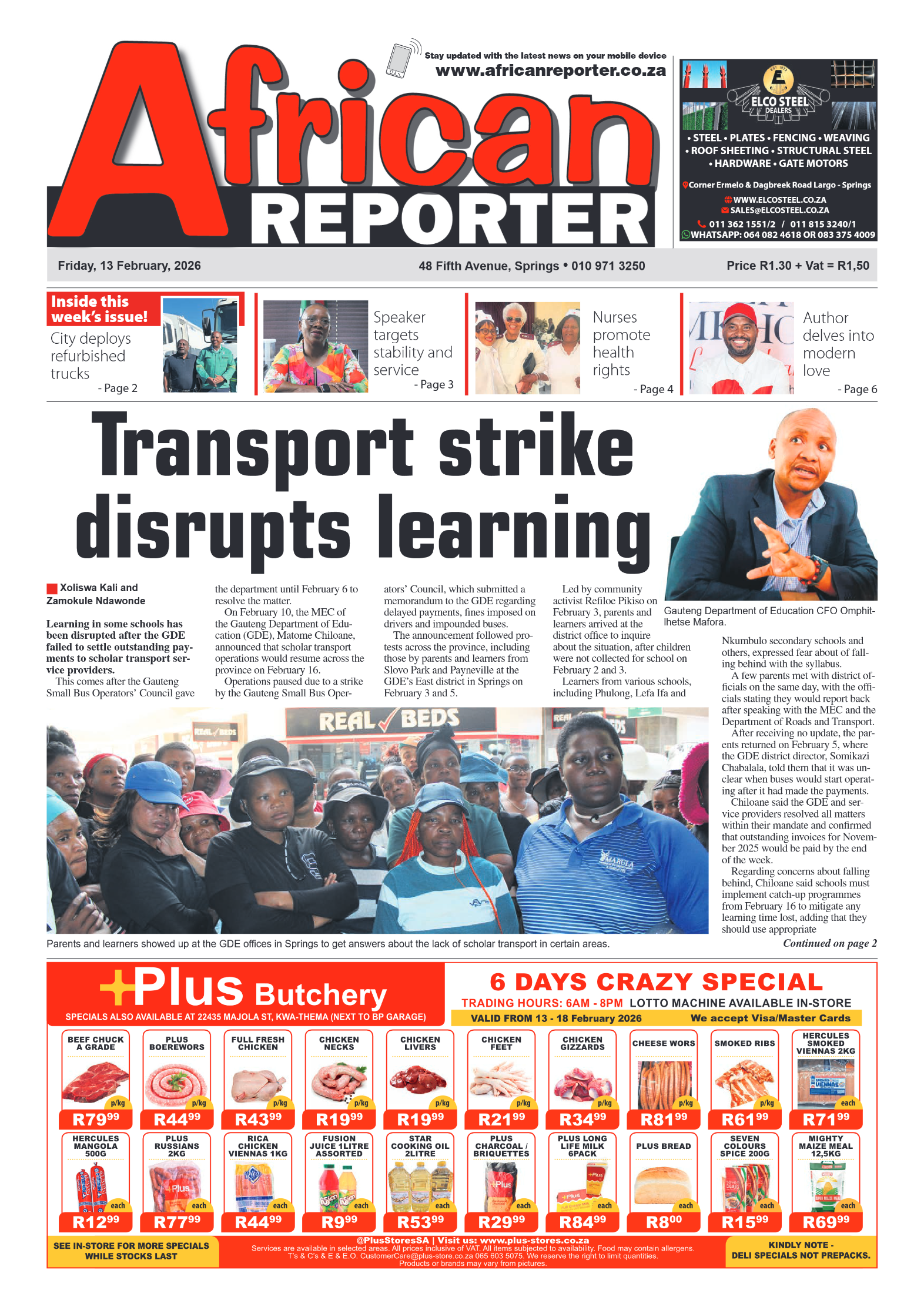 African Reporter 13 February 2026 page 1