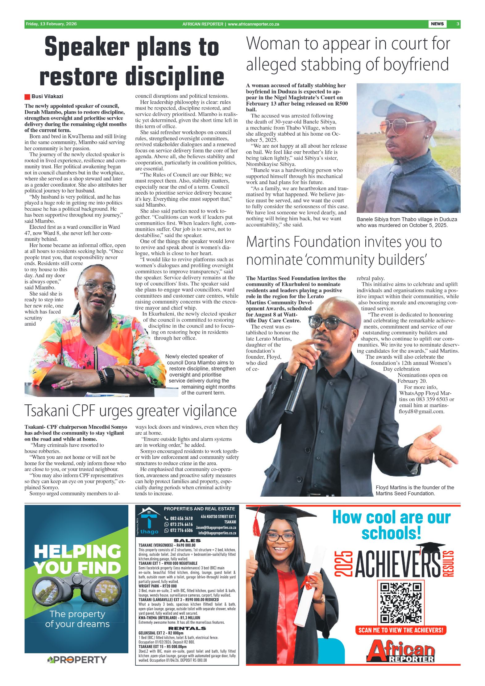 African Reporter 13 February 2026 page 3