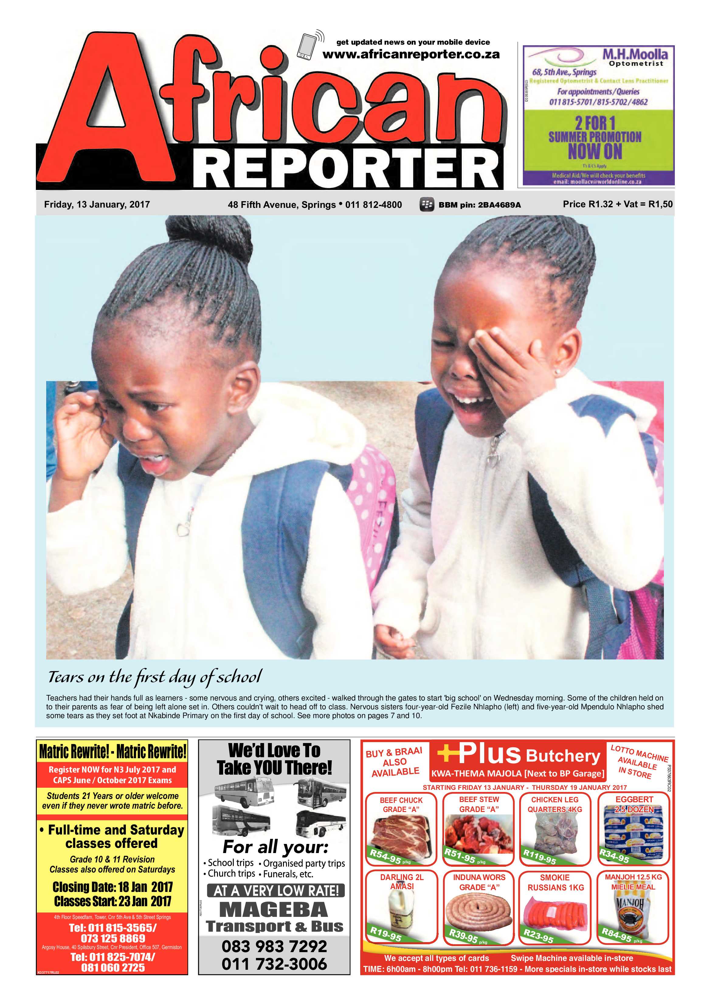 African Reporter 13 January 2017 page 1
