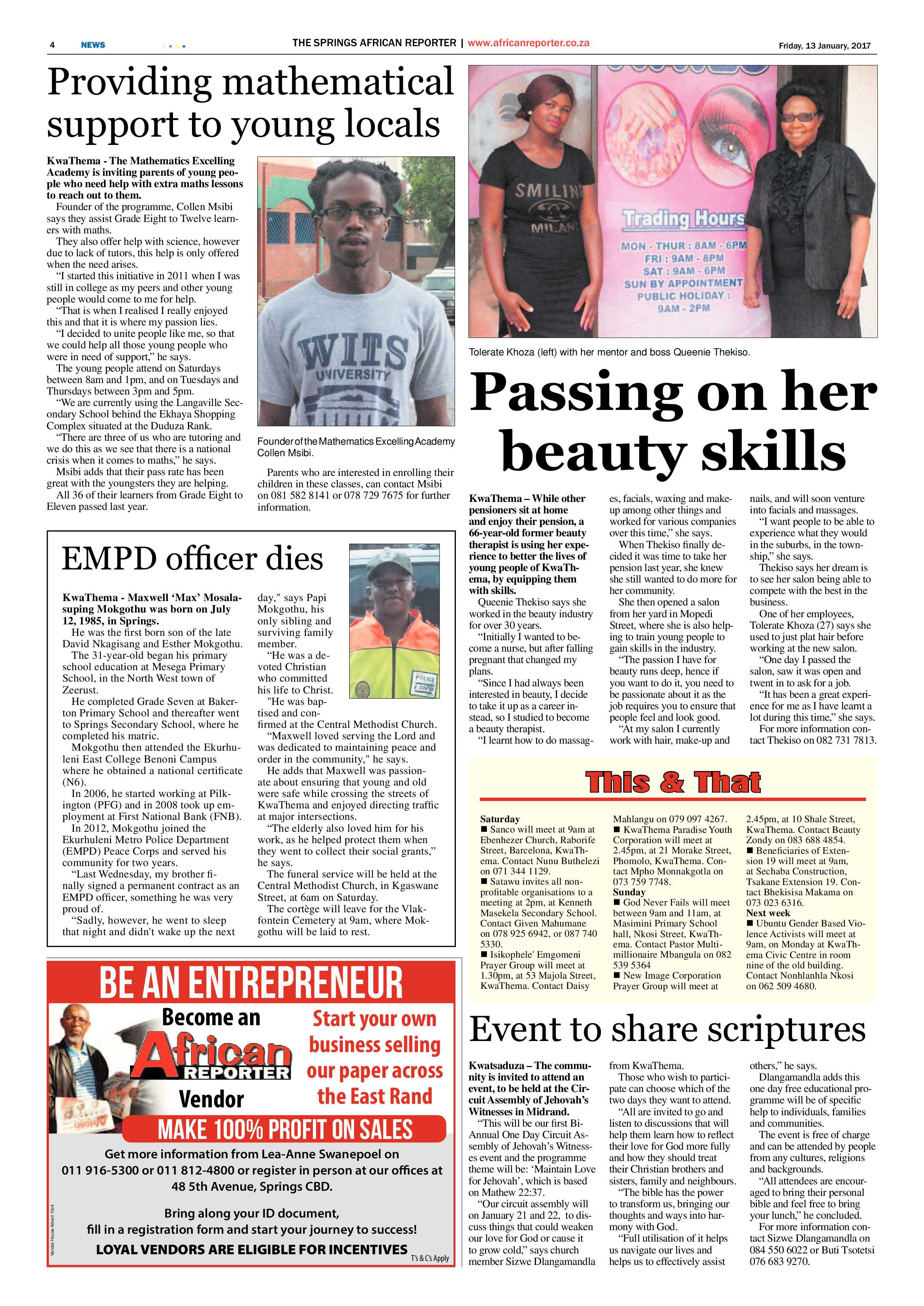 African Reporter 13 January 2017 page 4