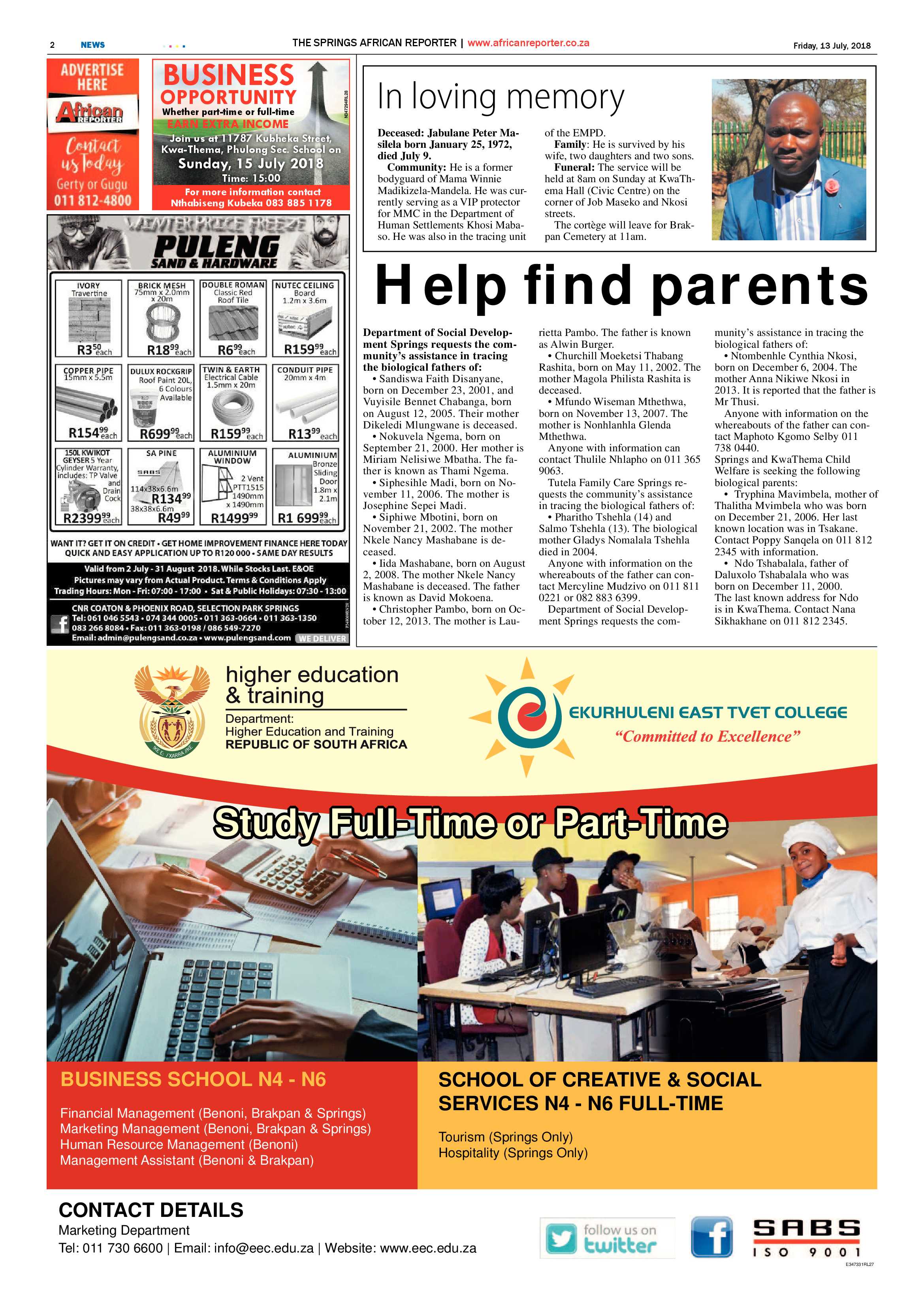 African Reporter 13 July page 2