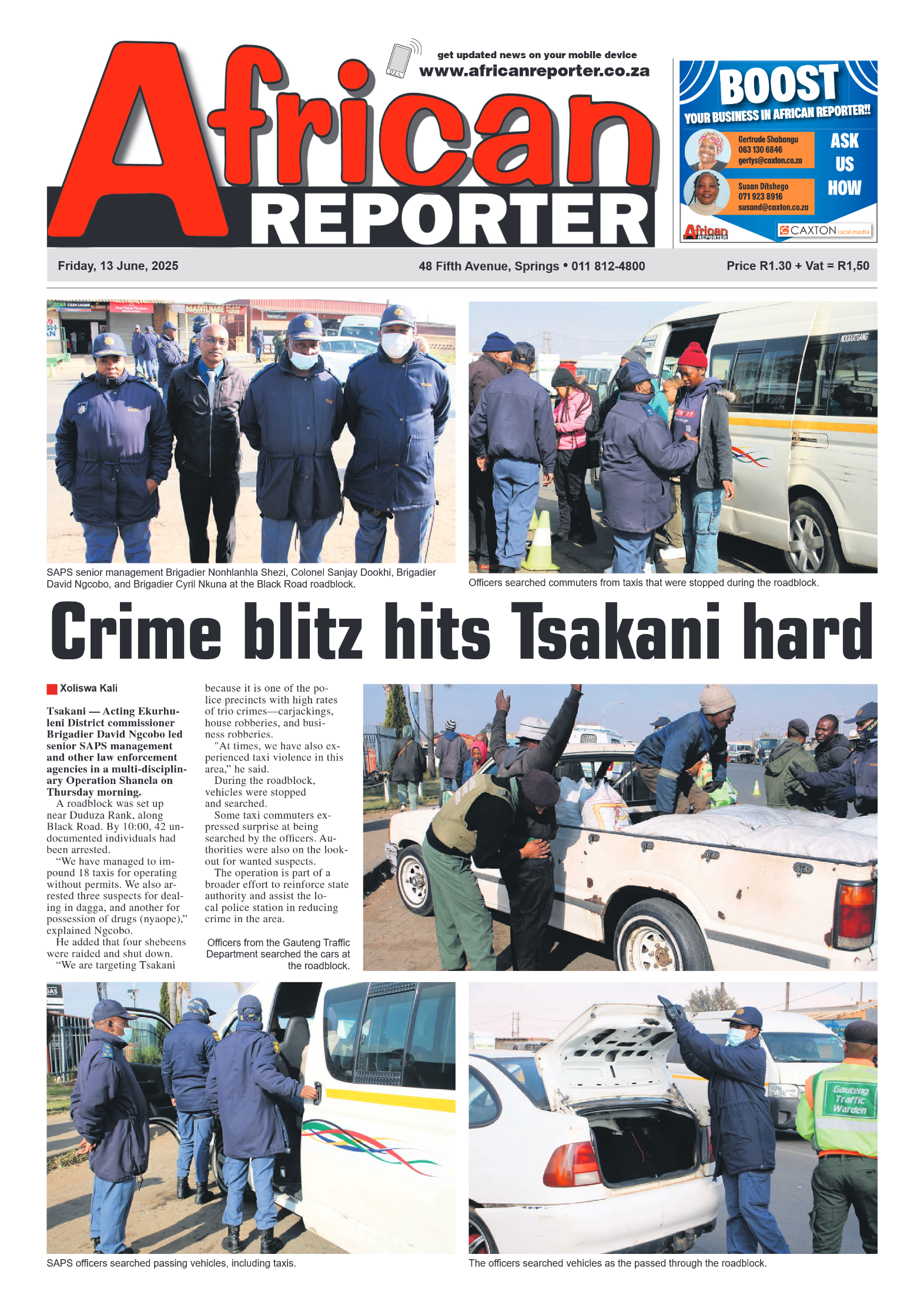 African Reporter 13 June 2025 page 1