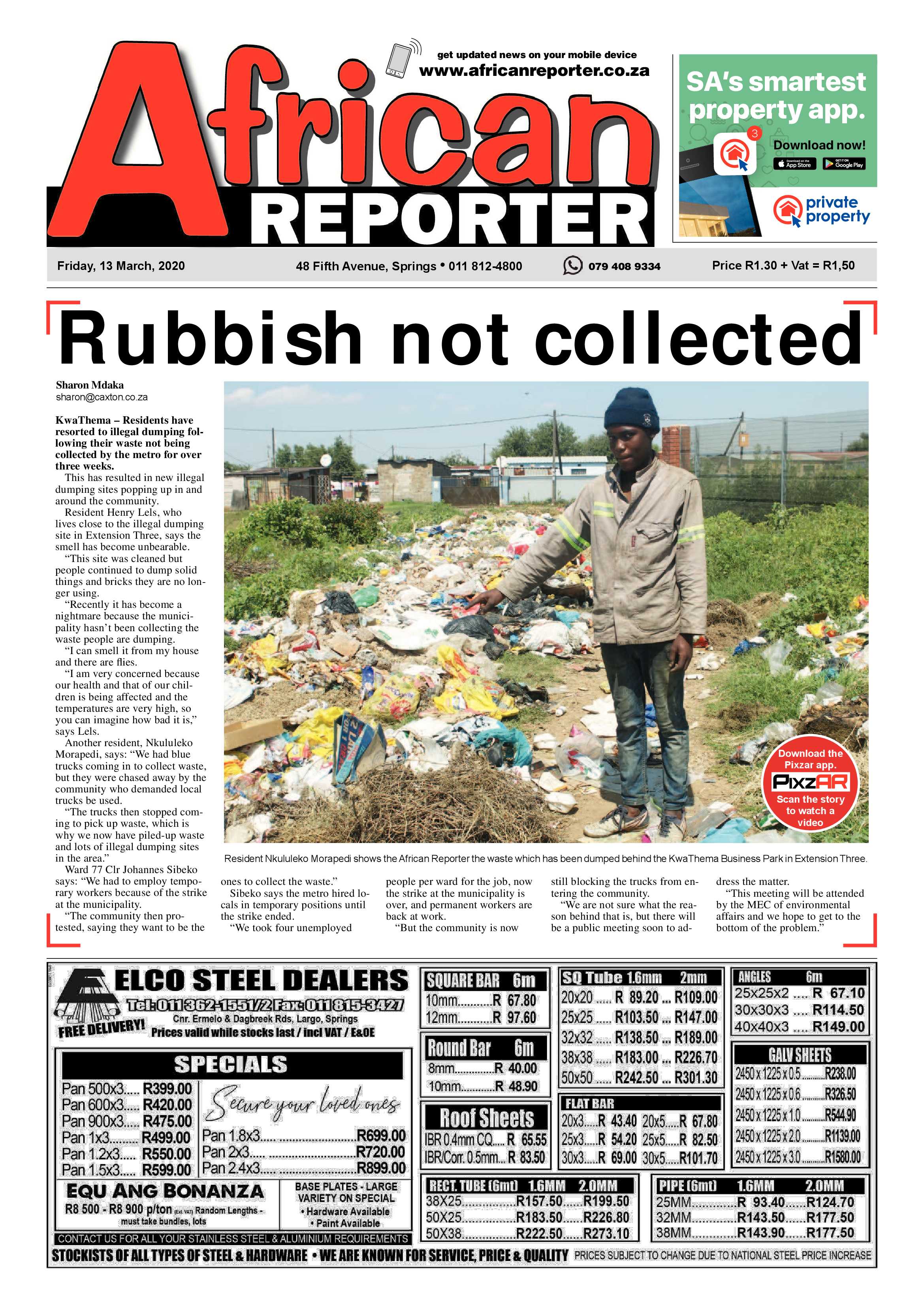African Reporter 13 March 2020 page 1