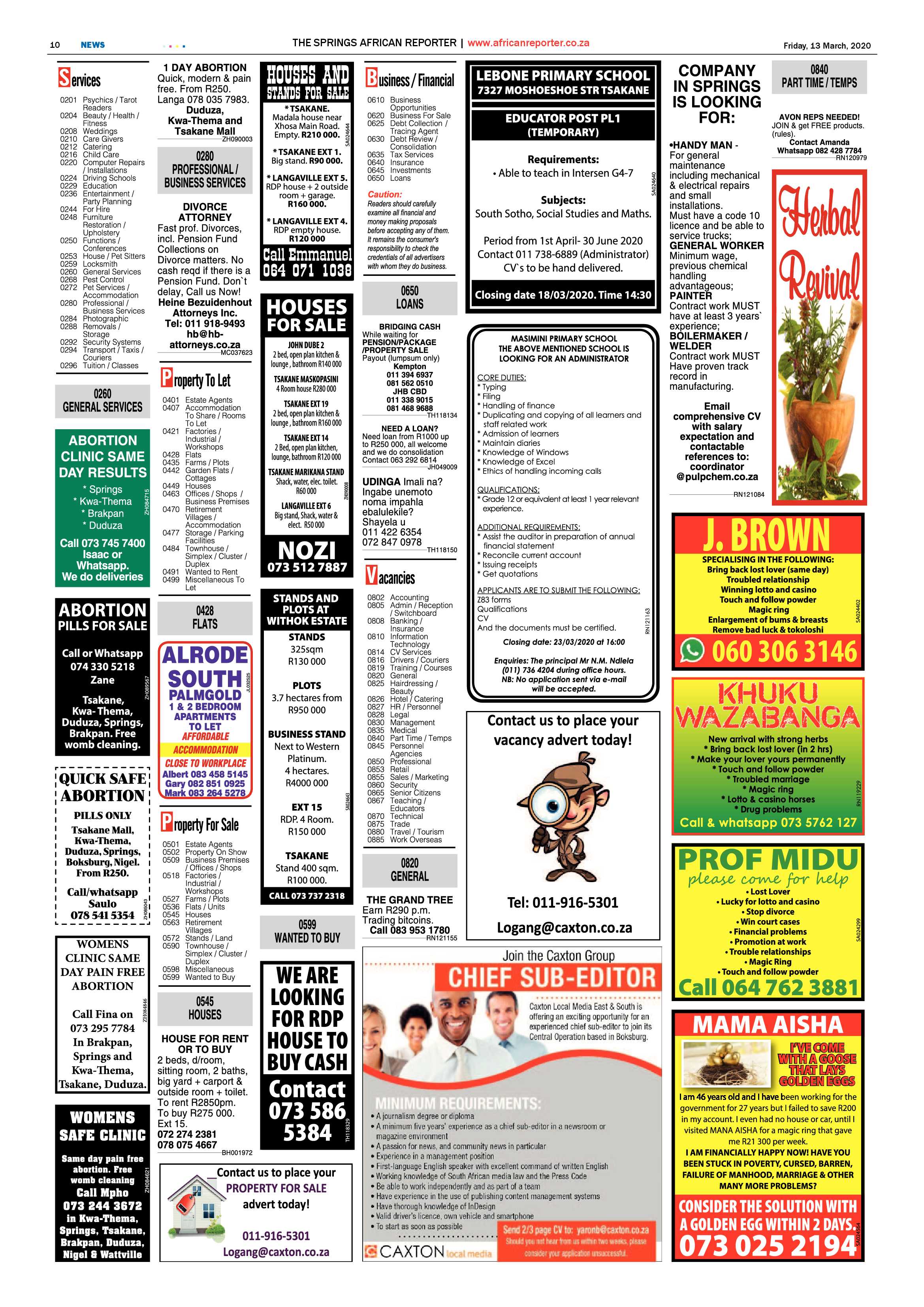 African Reporter 13 March 2020 page 10