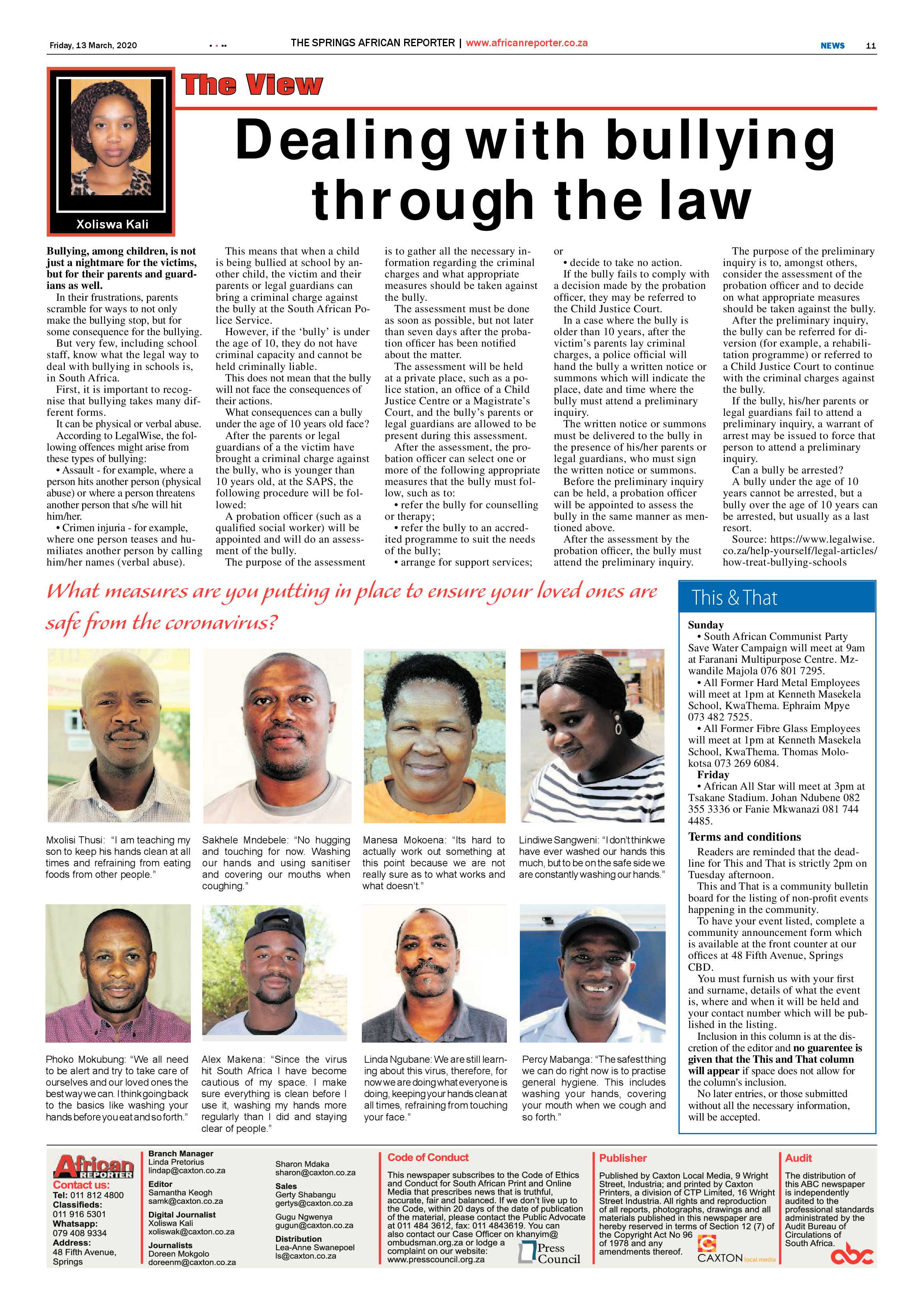 African Reporter 13 March 2020 page 11
