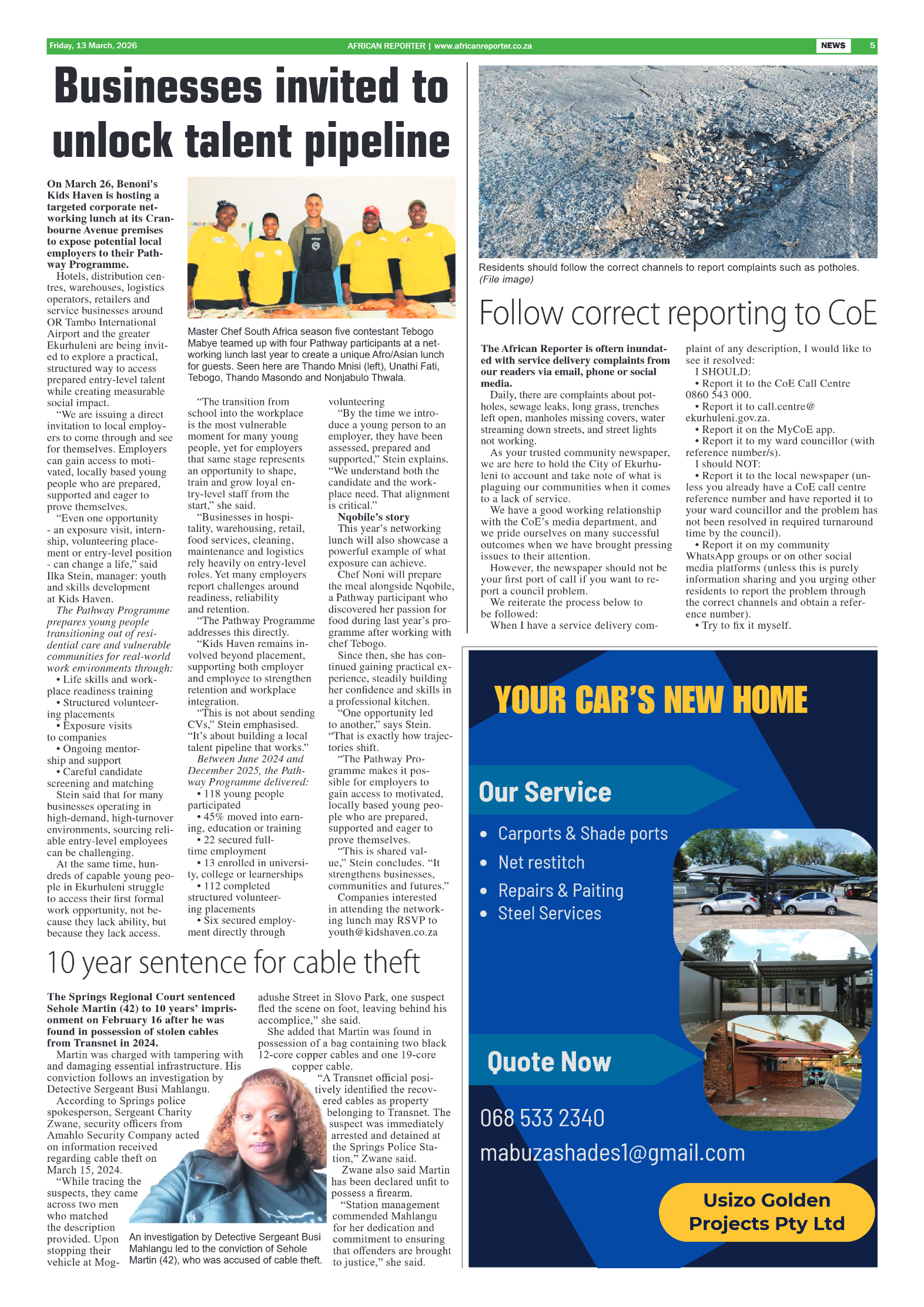 African Reporter 13 March 2026 page 5