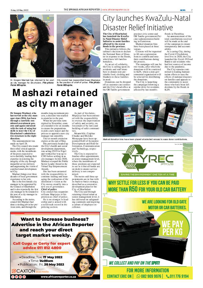 African Reporter 13 May 2022 page 7