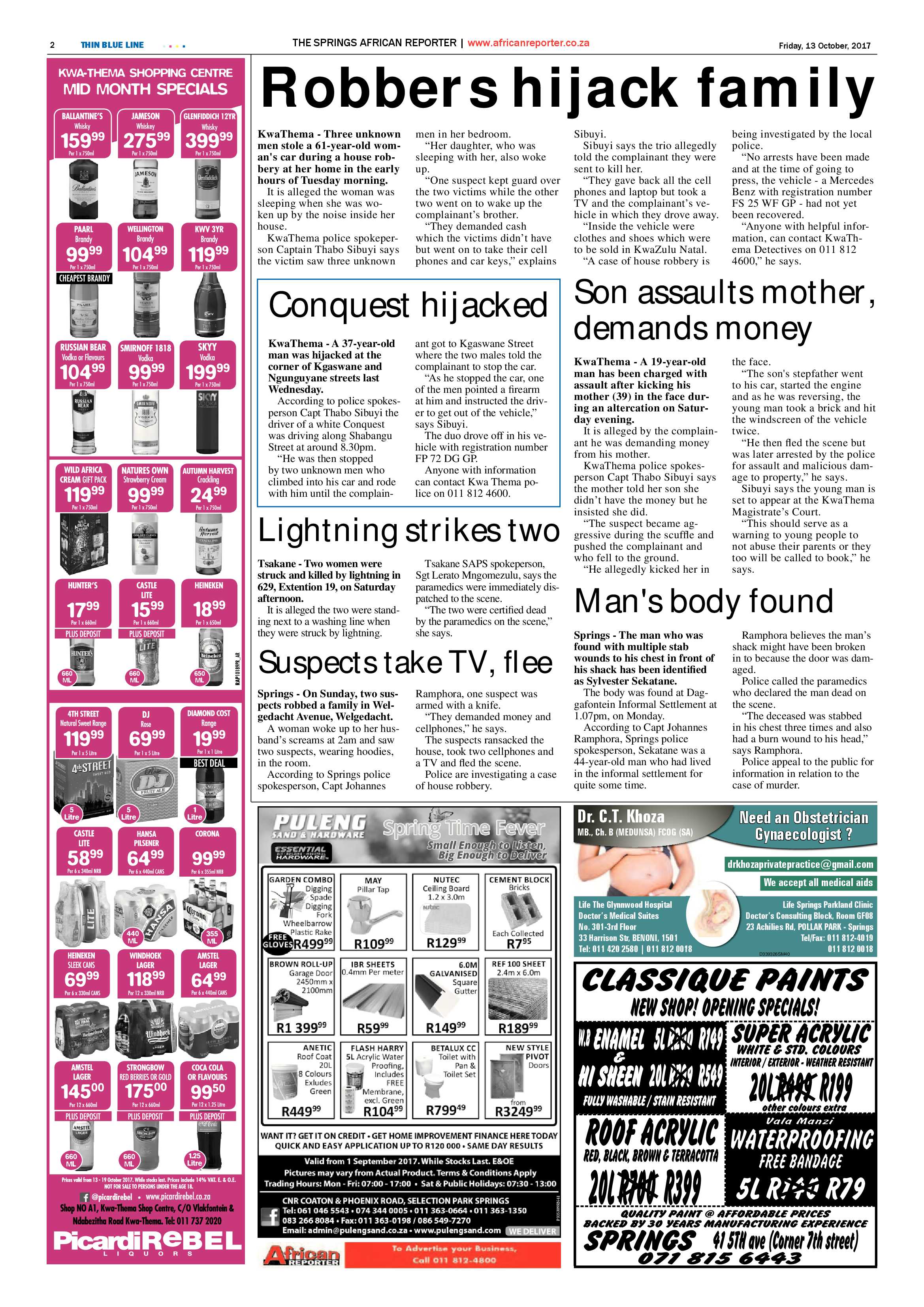 African Reporter 13 October 2017 page 2