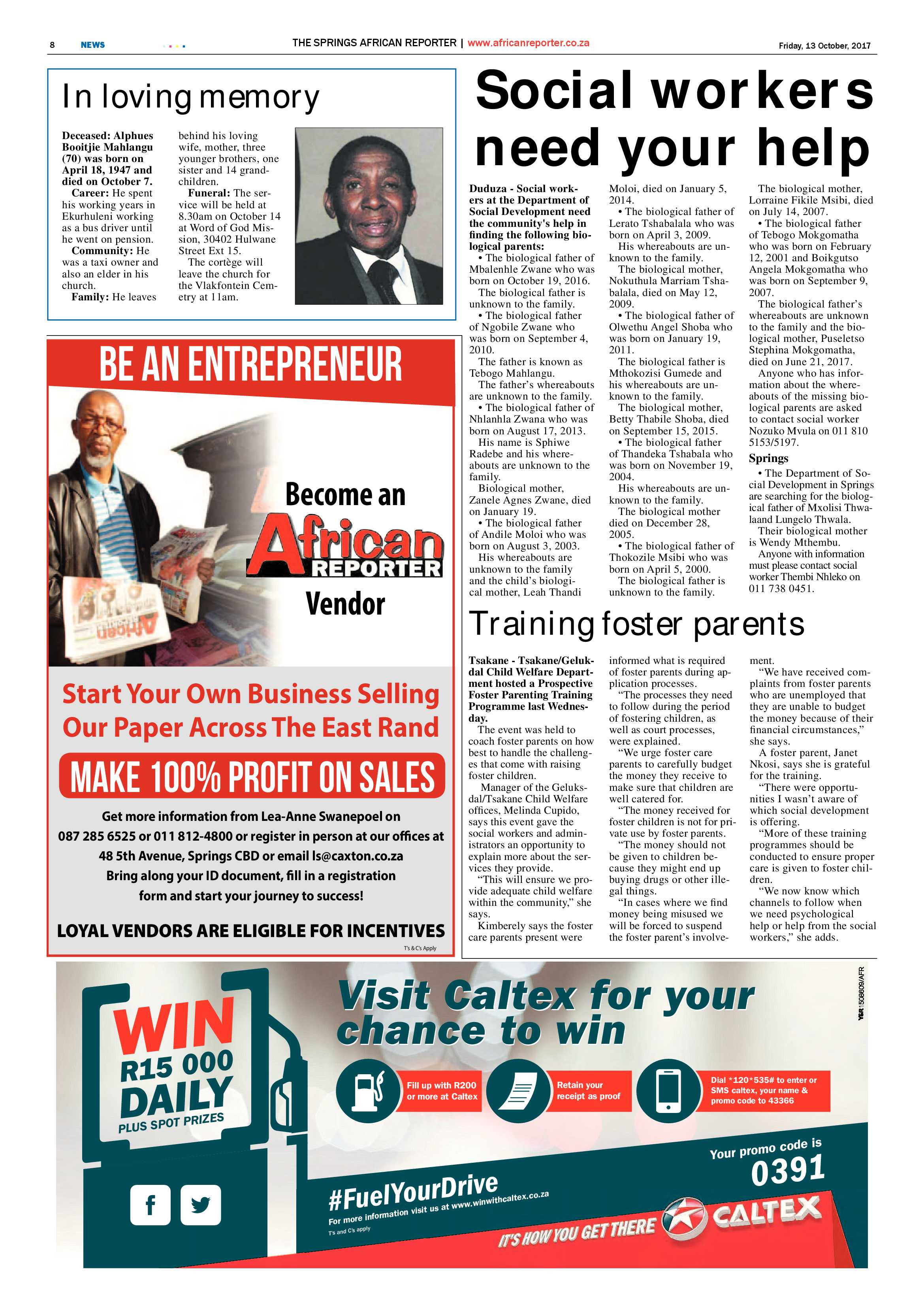 African Reporter 13 October 2017 page 8