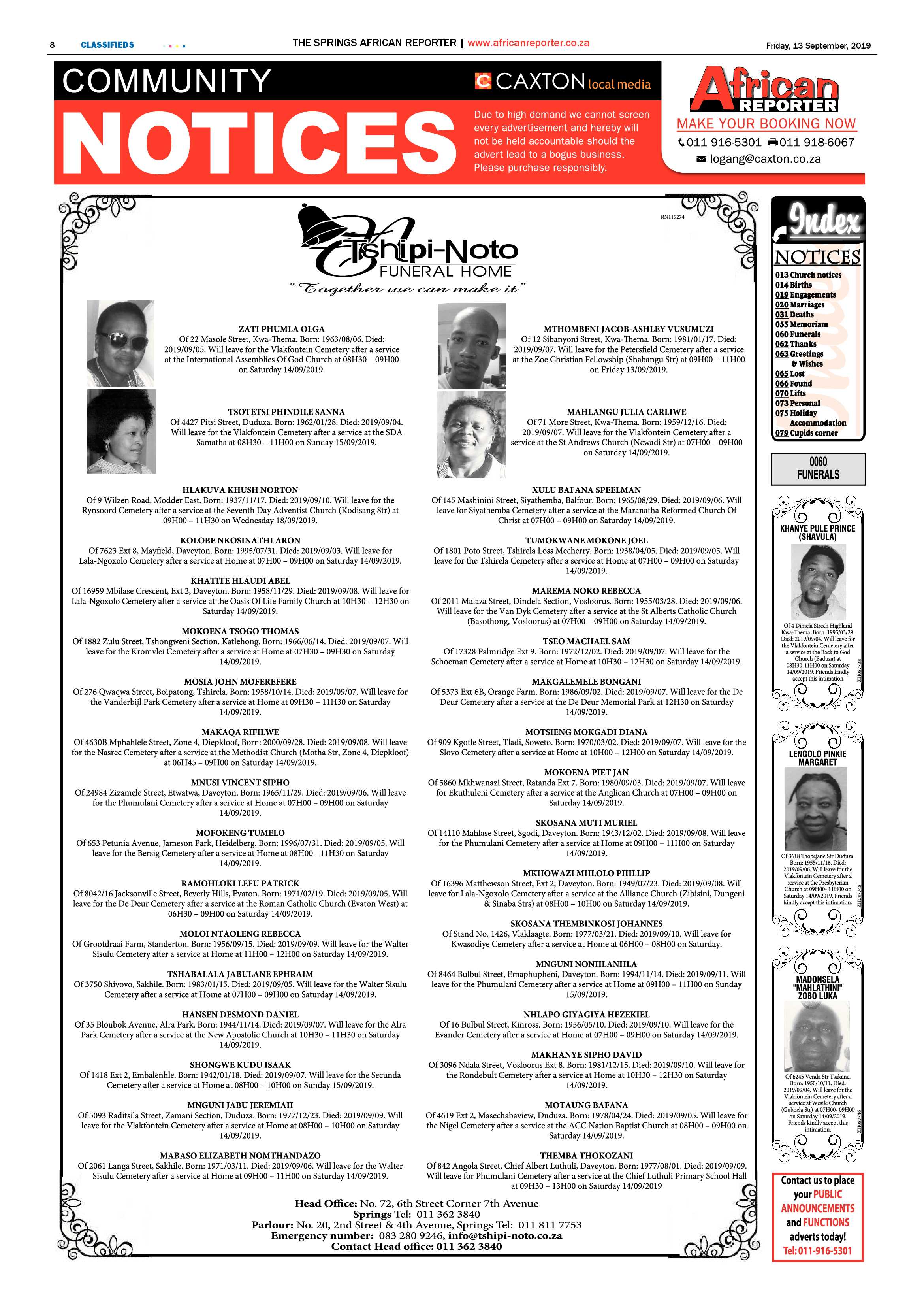 African Reporter 13 September 2019 page 8