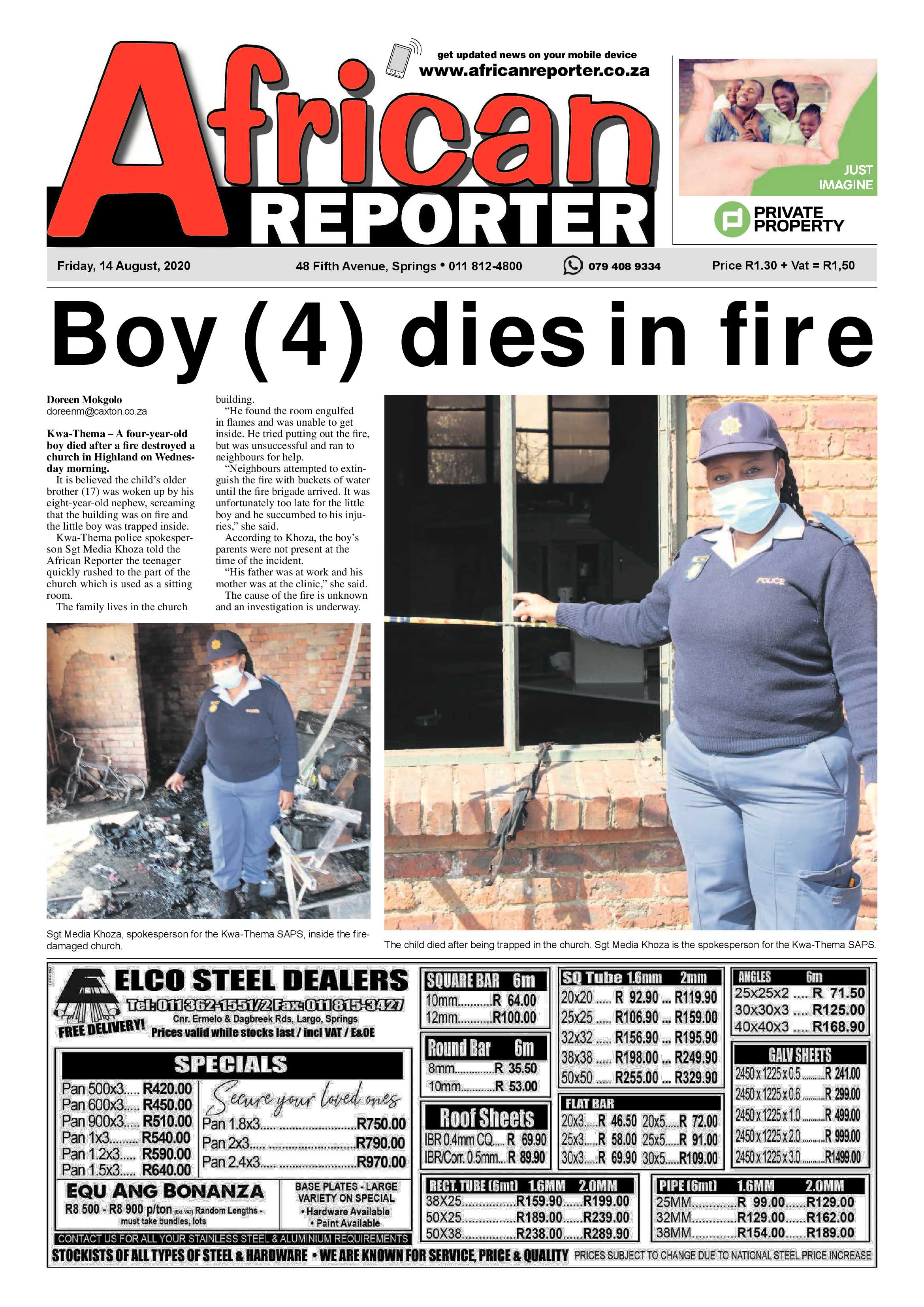 African Reporter 14 August 2020 page 1