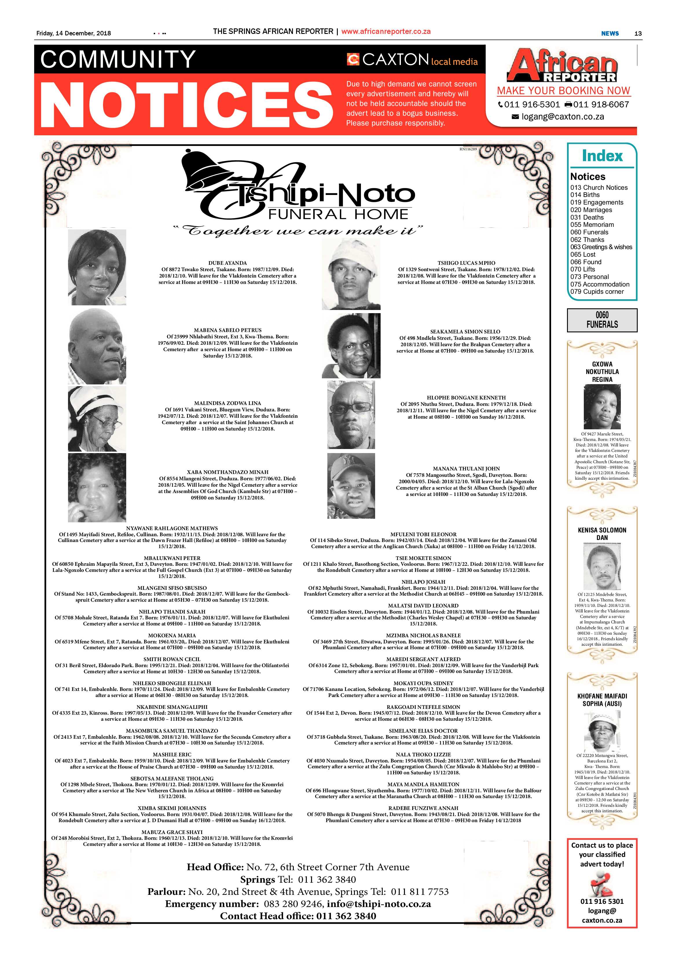 African Reporter 14 December 2018 page 13
