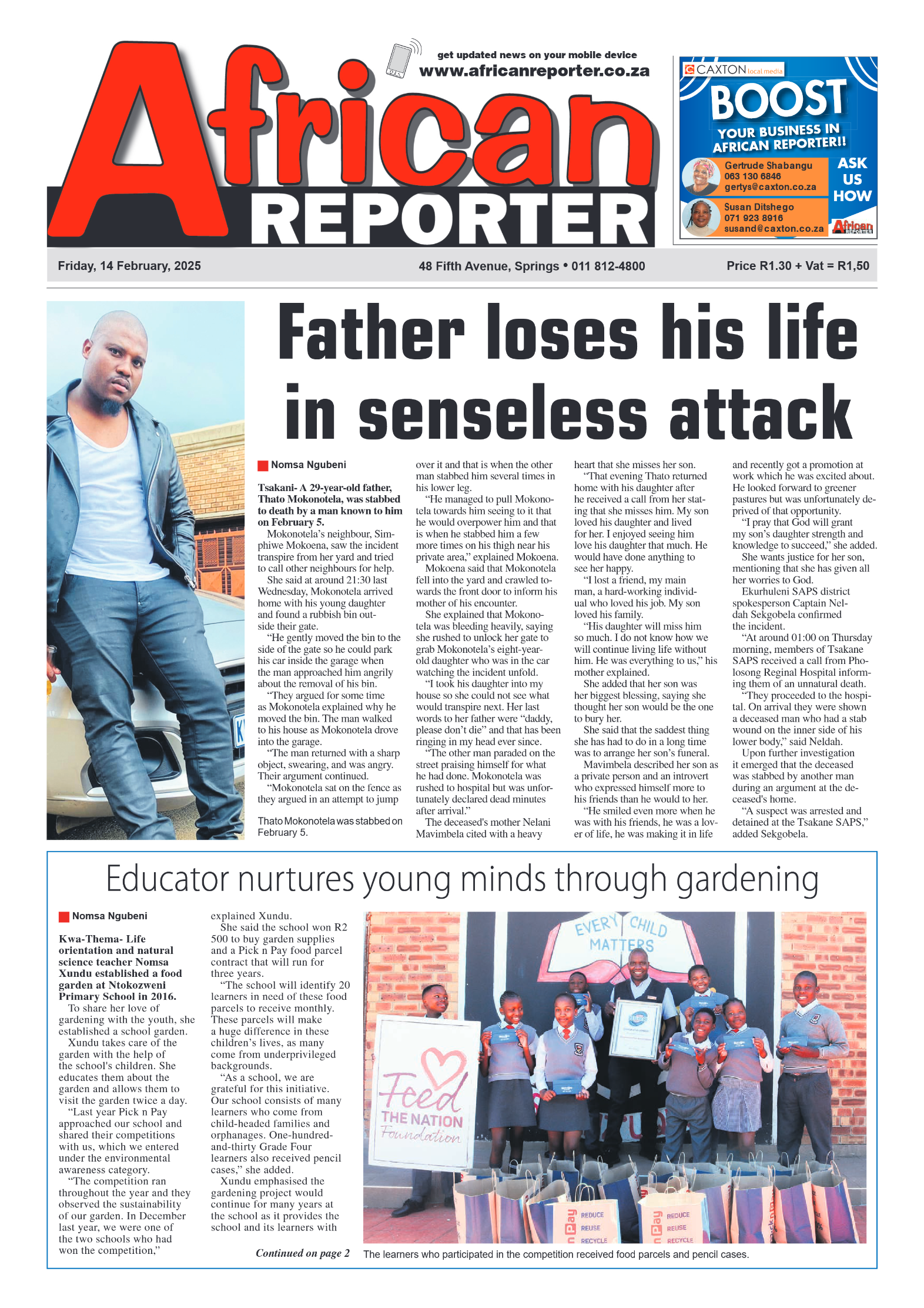 African Reporter 14 February 2025 page 1