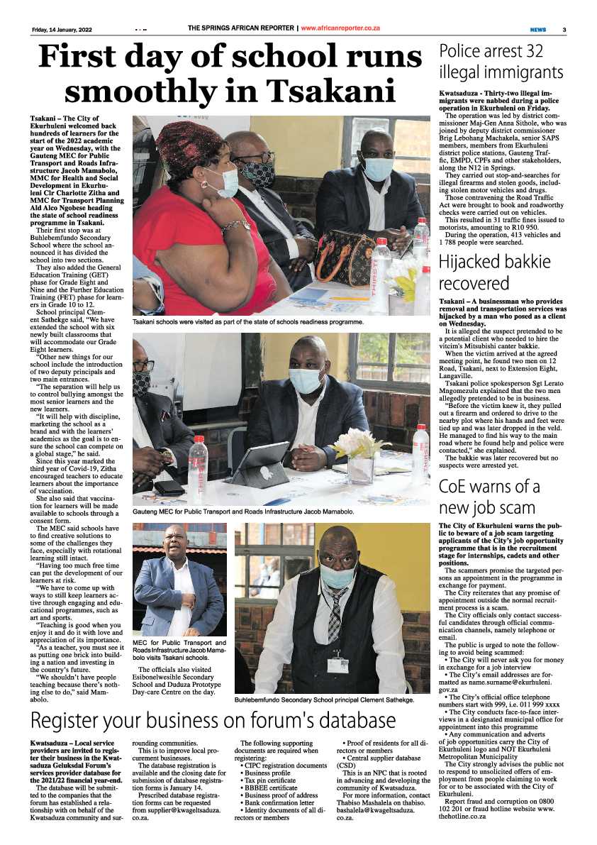 African Reporter 14 January 2022 page 3