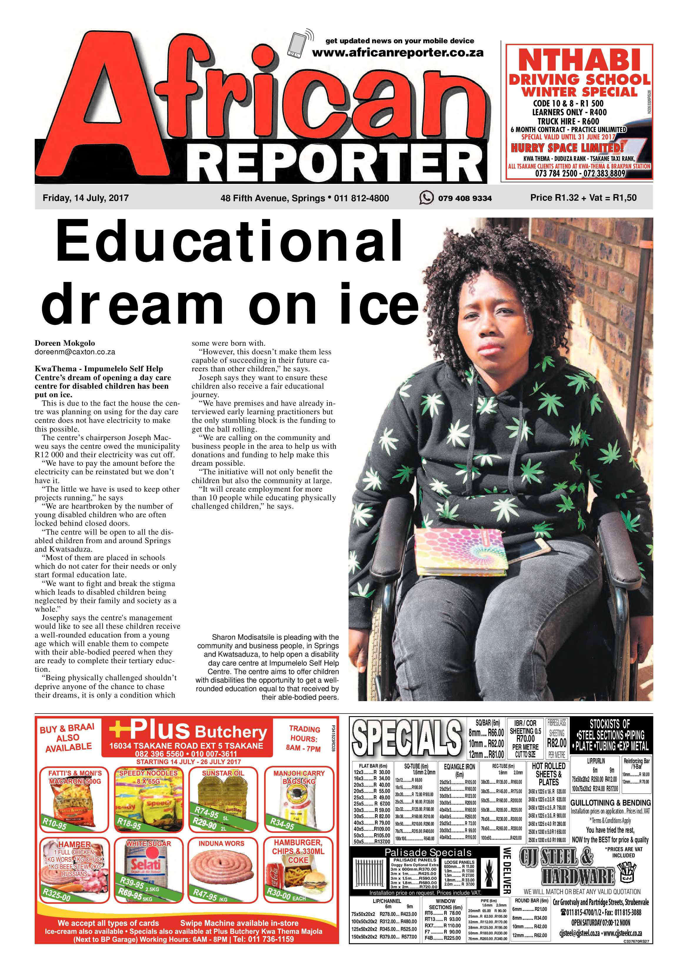 African Reporter 14 July 2017 page 1