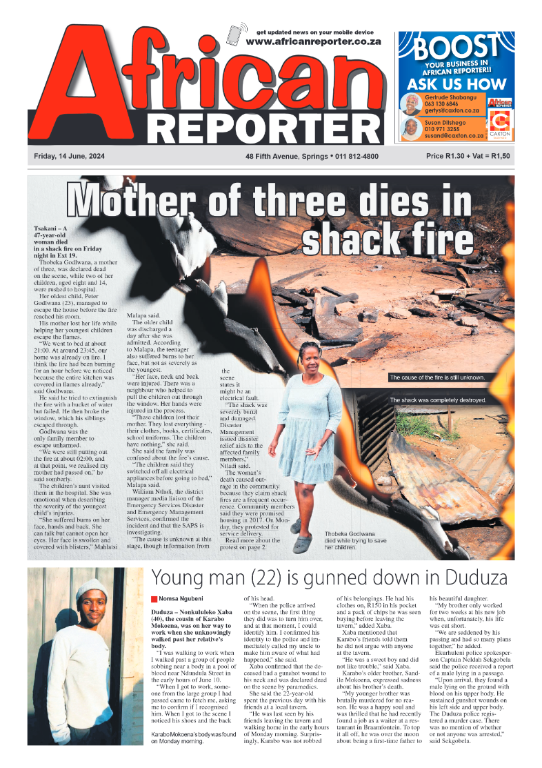 African Reporter 14 June 2024 page 1