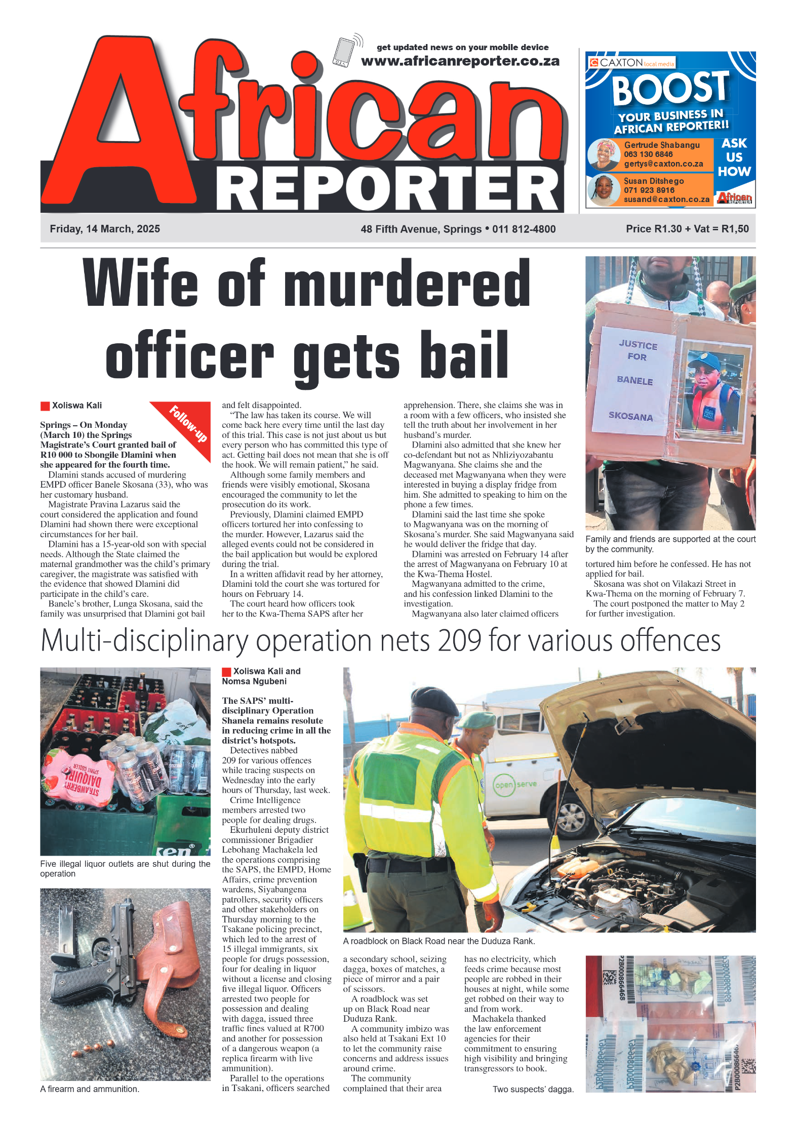 African Reporter 14 March 2025 page 1