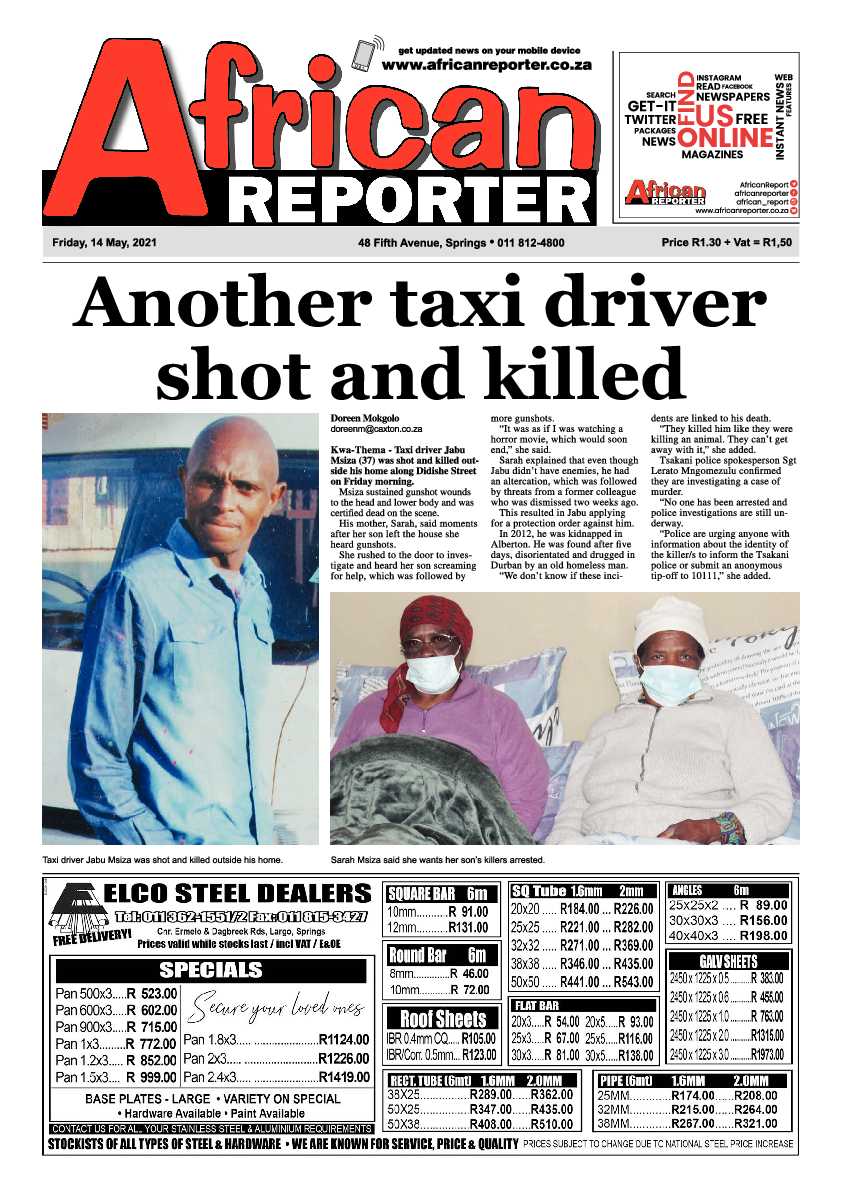 African Reporter 14 May 2021 page 1