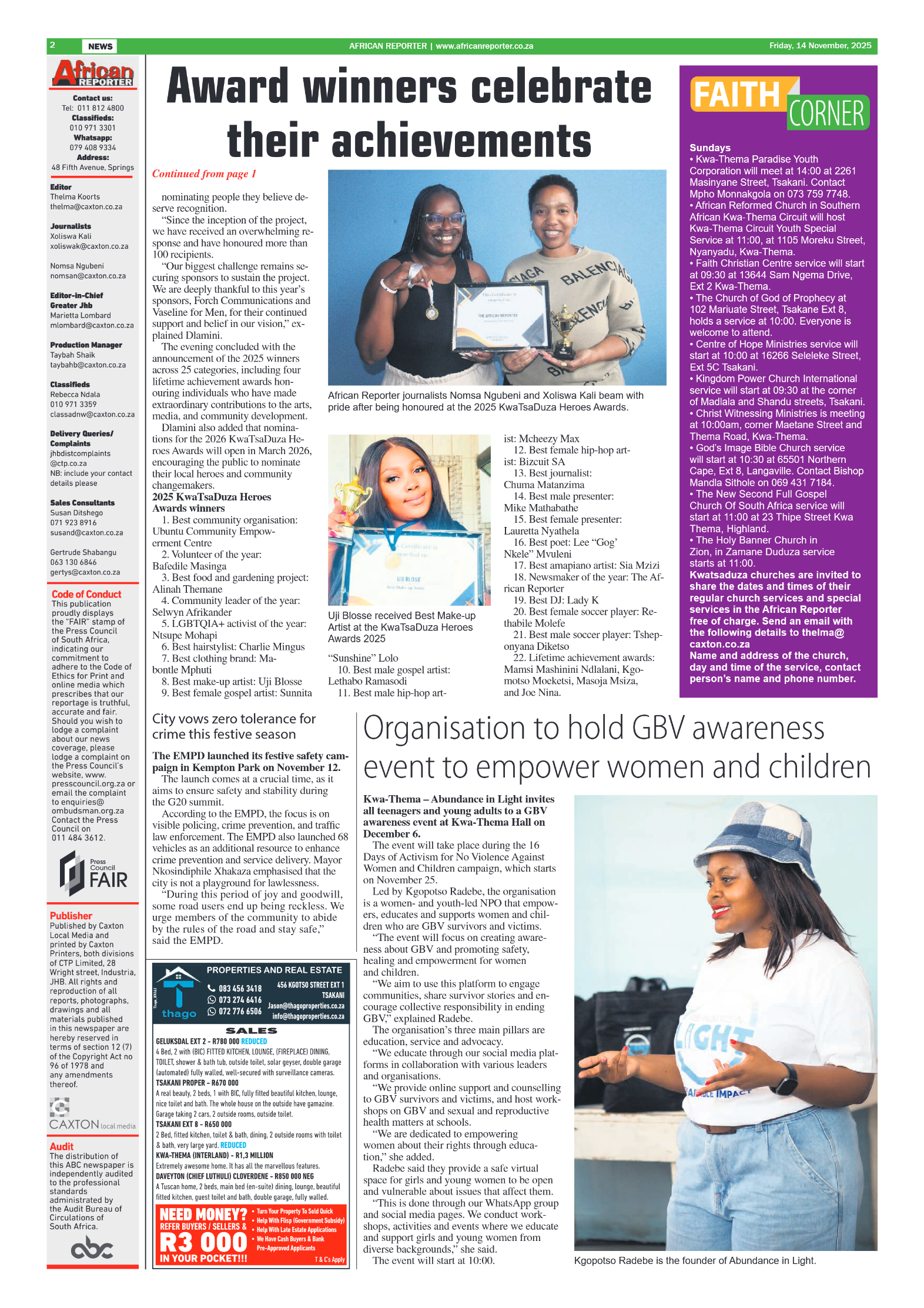 African Reporter 14 November 2025 page 2