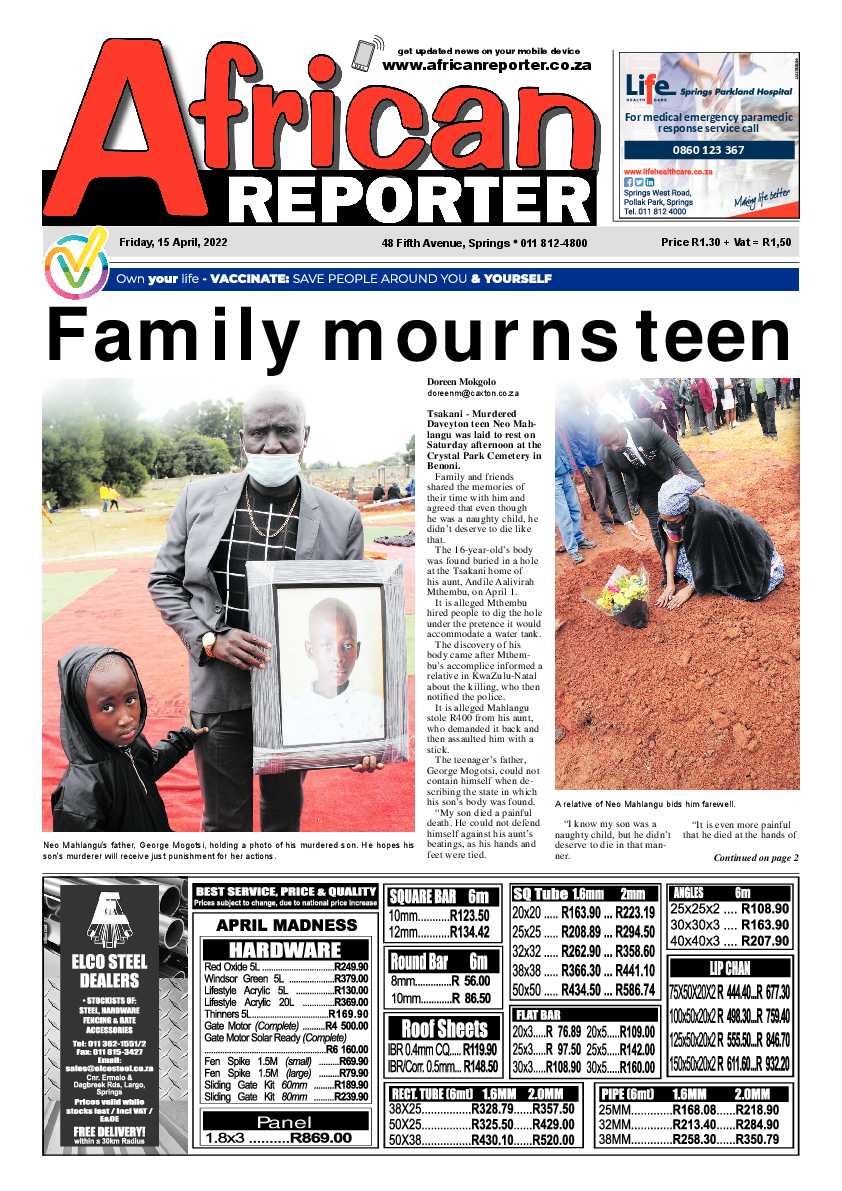 African Reporter 15 April 2022 page 1