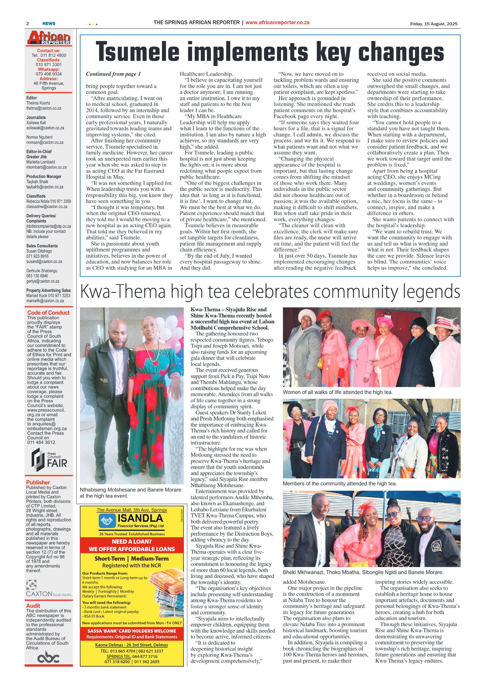 African Reporter 15 August 2025 page 2
