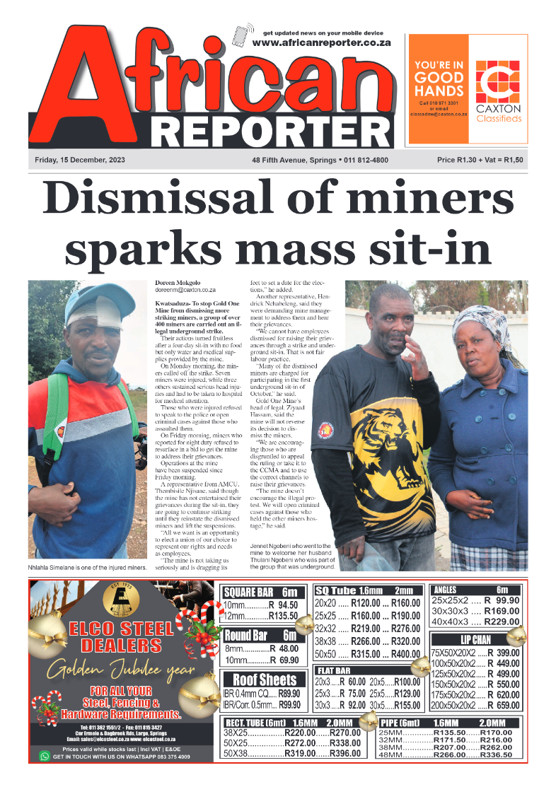 African Reporter 15 December 2023 page 1