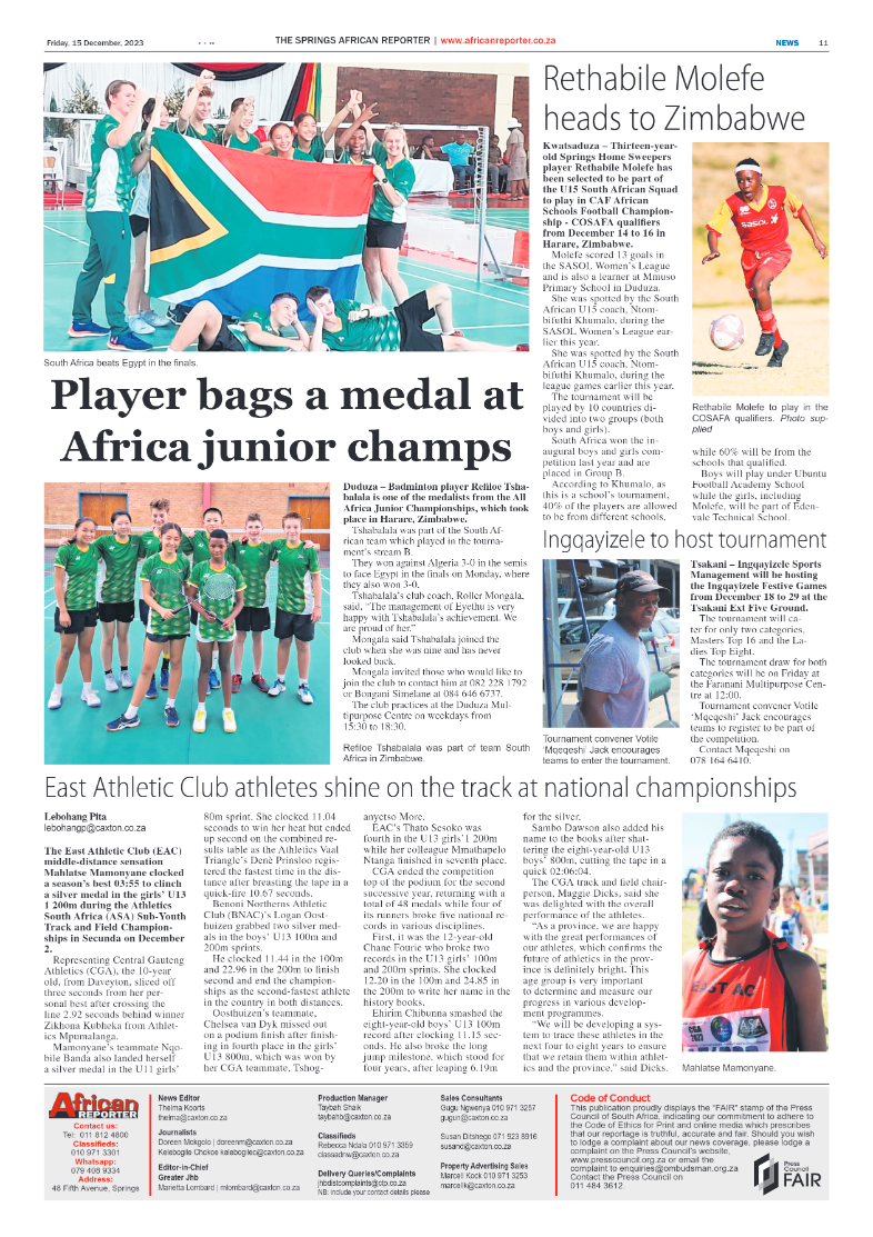 African Reporter 15 December 2023 page 11