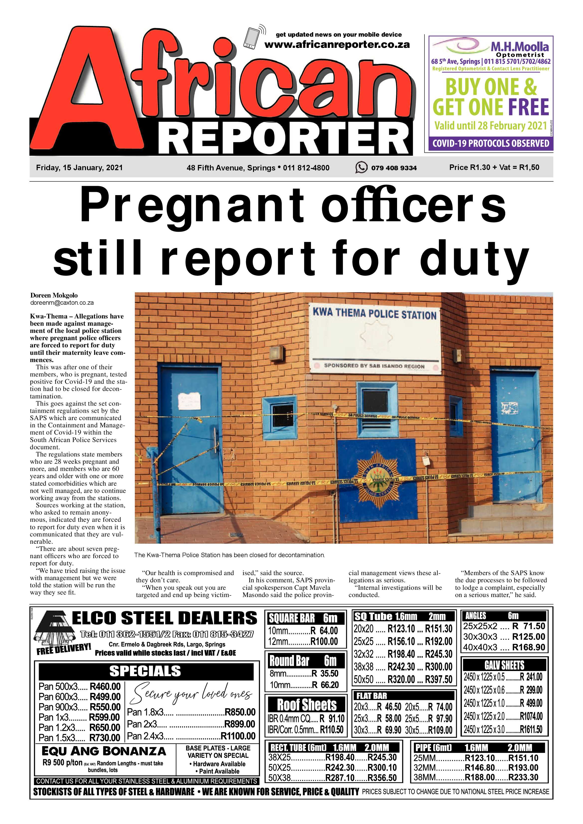 African Reporter 15 January 2021 page 1