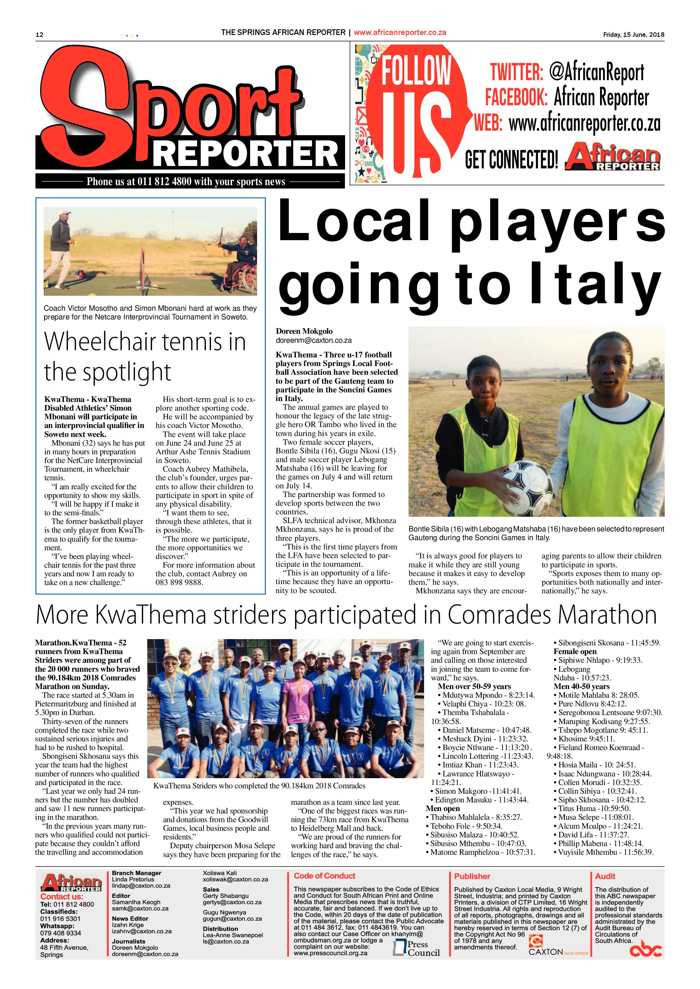 African Reporter 15 June 2018 page 12