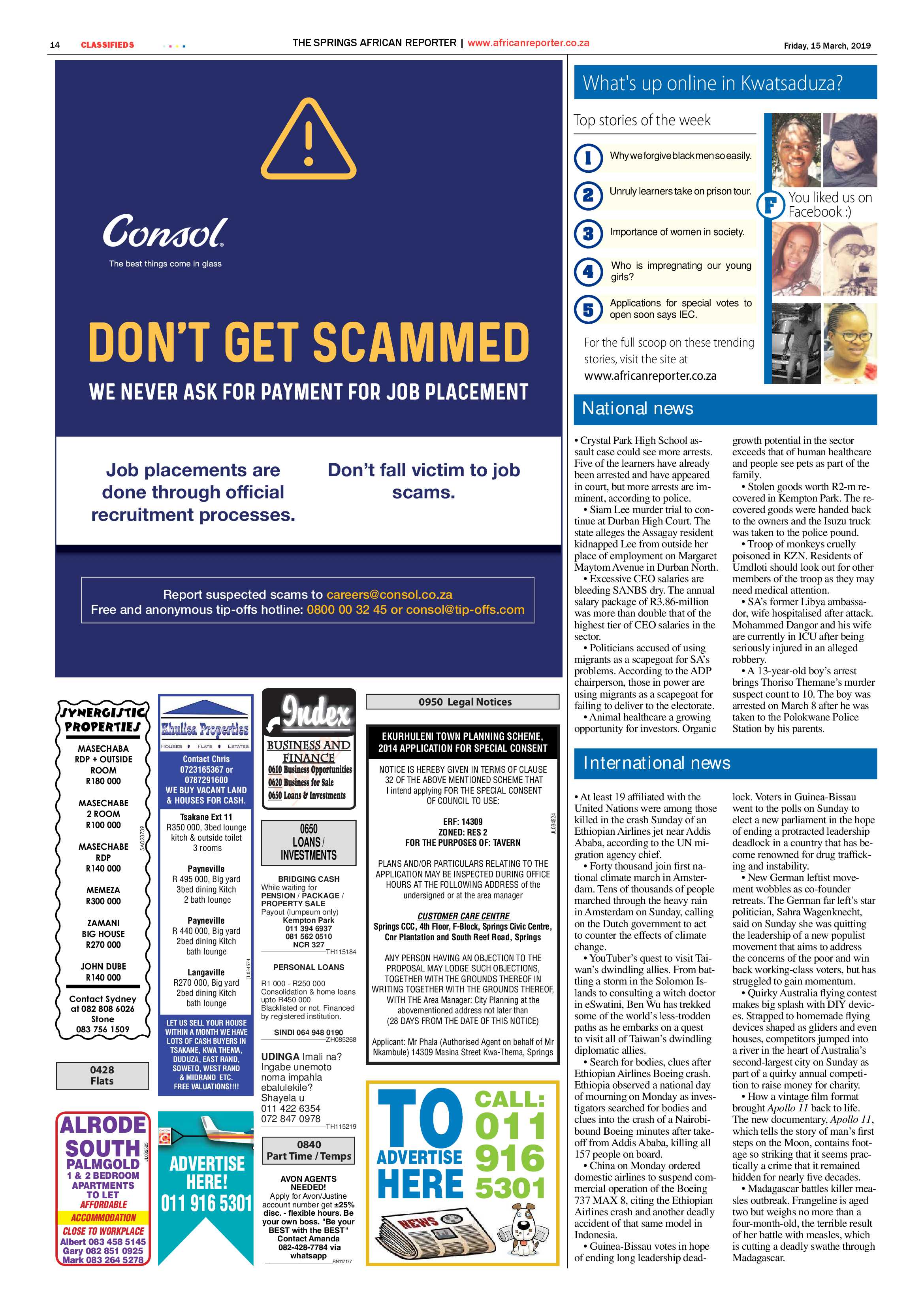 African Reporter 15 March 2019 page 14